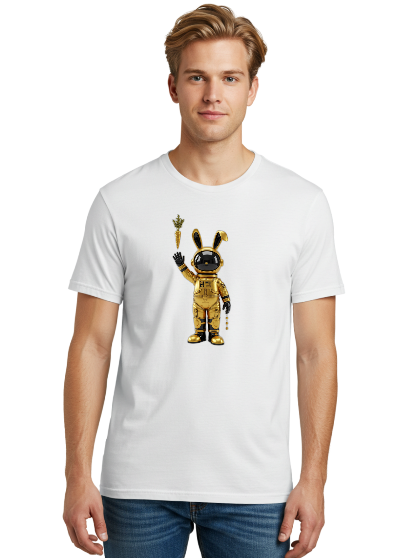 Gold-Space-Bunny Men'S Graphic Tee, 100% Cotton, Comfortable Casual Summer Wear, Machine Washable, Vintage Camera, Old Camera, Antique Camera, Black Camera, Classic Photography, Photography Equipment, Nostalgic Device, Film Camera, Camera Art Bai058