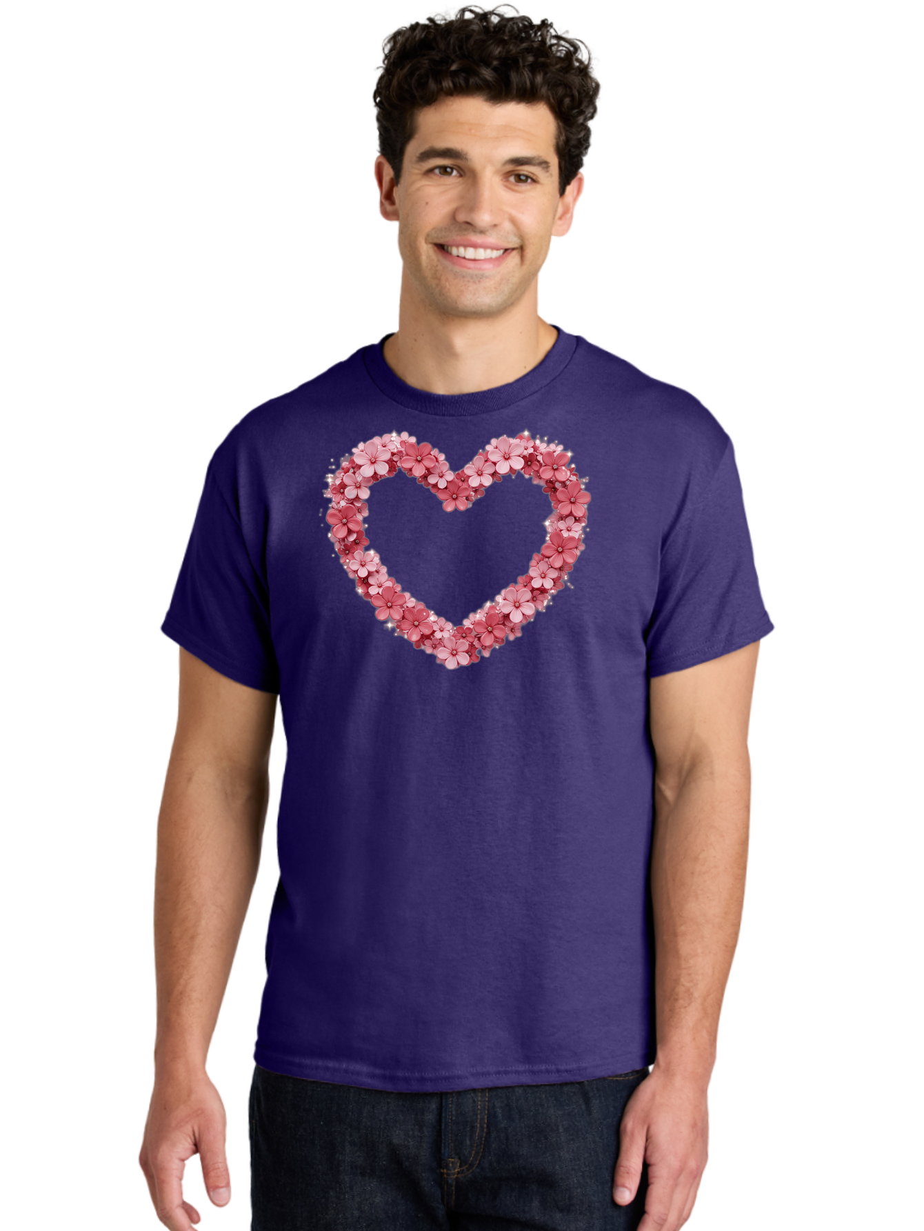 Heart-Shape-With-Pink-Flowers Men'S Graphic Tee, 100% Cotton, Comfortable Casual Summer Wear, Machine Washable, Vintage Camera, Old Camera, Antique Camera, Black Camera, Classic Photography, Photography Equipment, Nostalgic Device, Bai069