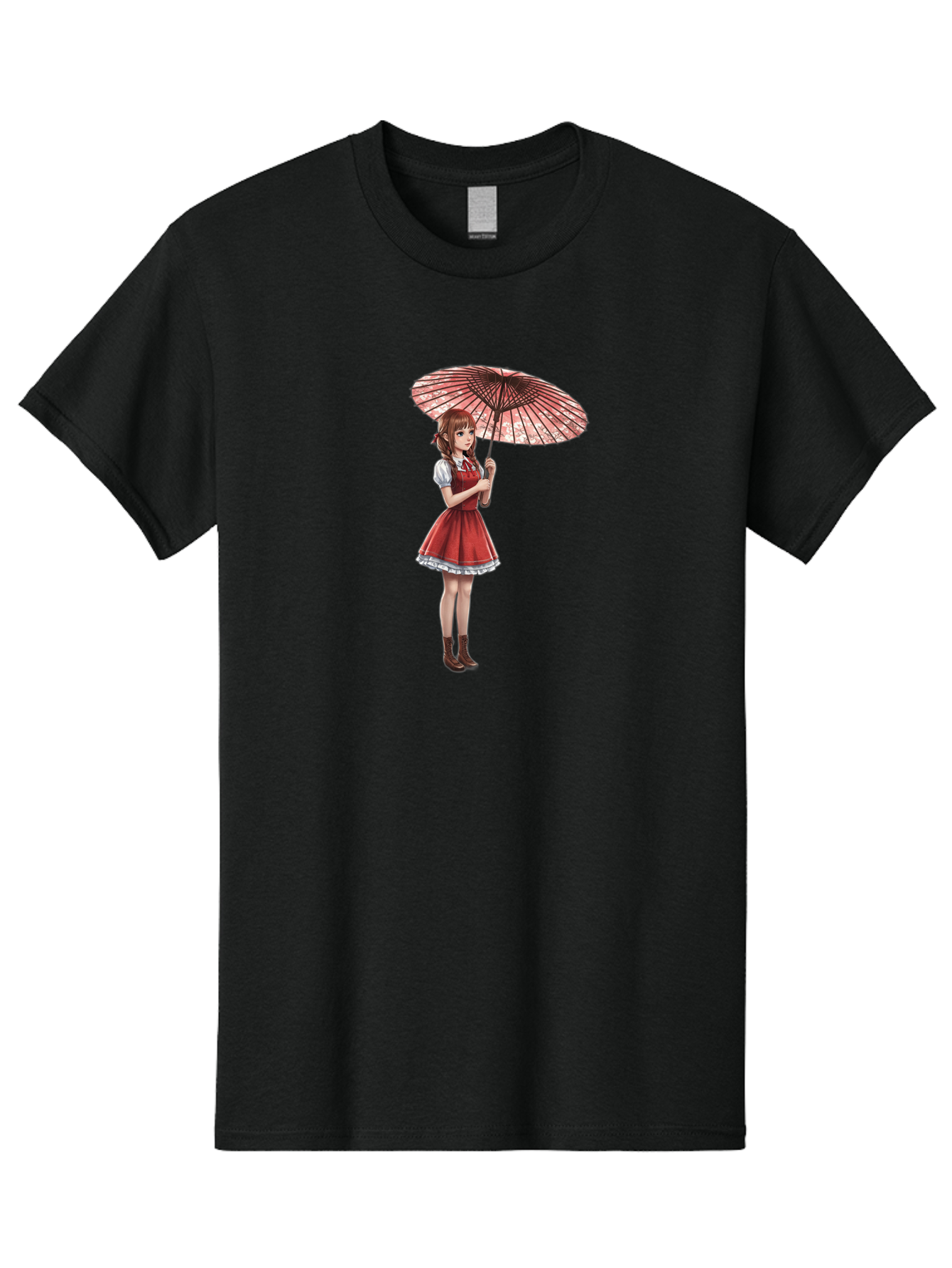 Illustration-Of-Girl-With-Parasol Men'S Graphic Tee, 100% Cotton, Comfortable Casual Summer Wear, Machine Washable, Vintage Camera, Old Camera, Antique Camera, Black Camera, Classic Photography, Photography Equipment, Nostalgic Device, Bai077
