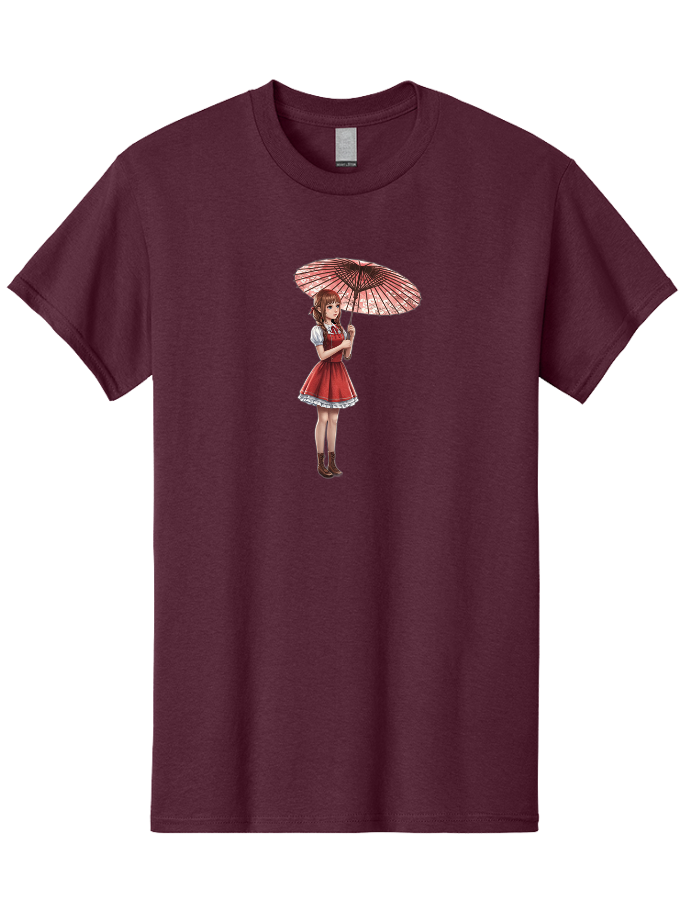 Illustration-Of-Girl-With-Parasol Men'S Graphic Tee, 100% Cotton, Comfortable Casual Summer Wear, Machine Washable, Vintage Camera, Old Camera, Antique Camera, Black Camera, Classic Photography, Photography Equipment, Nostalgic Device, Bai077