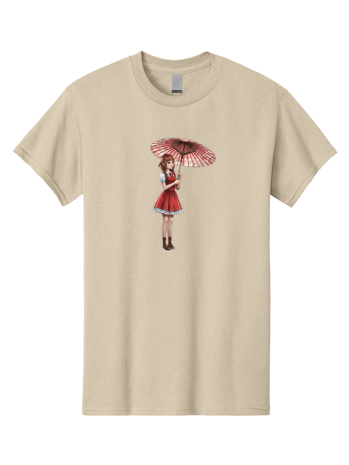 Illustration-Of-Girl-With-Parasol Men'S Graphic Tee, 100% Cotton, Comfortable Casual Summer Wear, Machine Washable, Vintage Camera, Old Camera, Antique Camera, Black Camera, Classic Photography, Photography Equipment, Nostalgic Device, Bai077