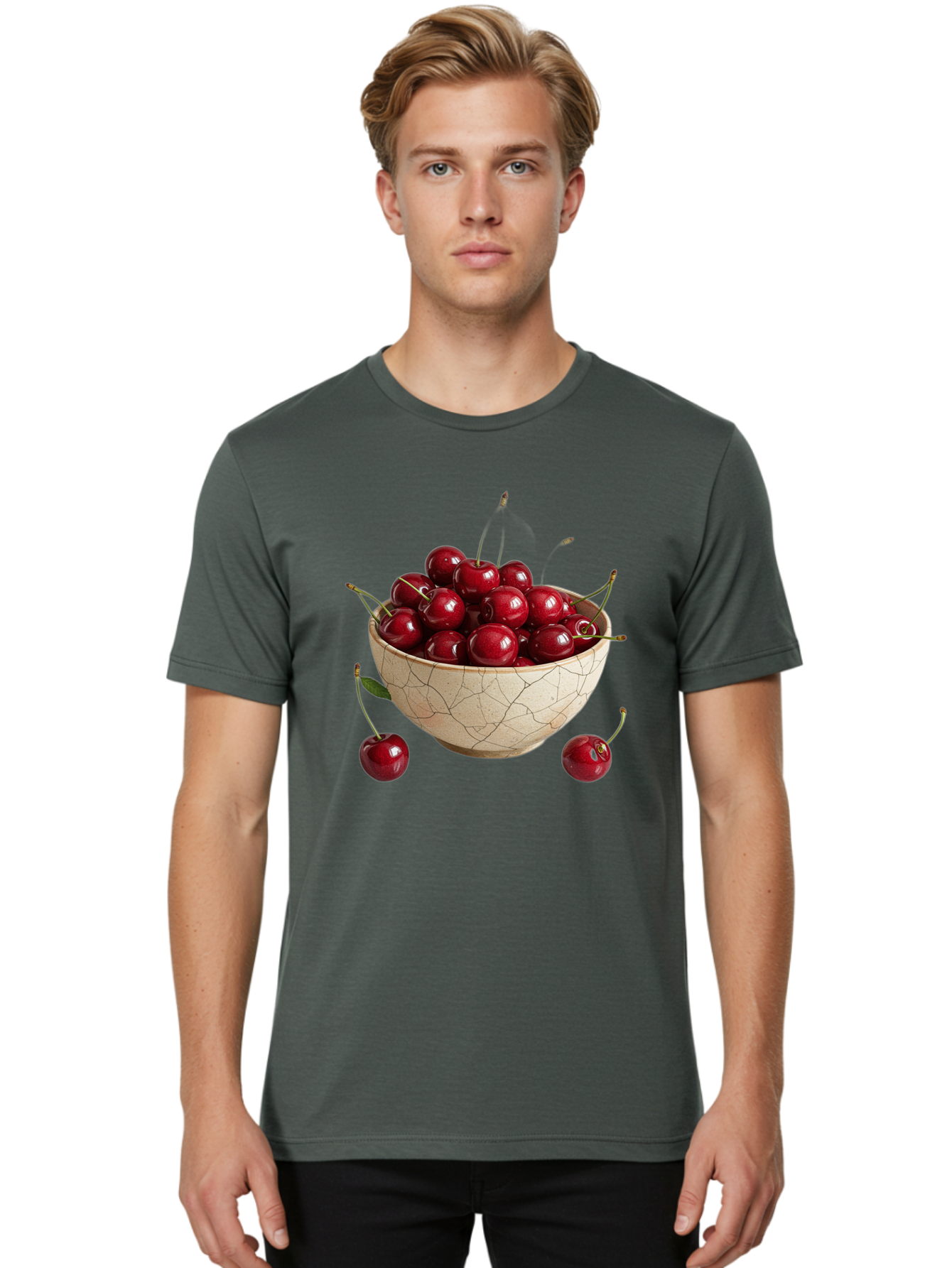 Kintsugi-Bowl-Of-Cherries Men'S Graphic Tee, 100% Cotton, Comfortable Casual Summer Wear, Machine Washable, Vintage Camera, Old Camera, Antique Camera, Black Camera, Classic Photography, Photography Equipment, Nostalgic Device, Film Camera, Bai081