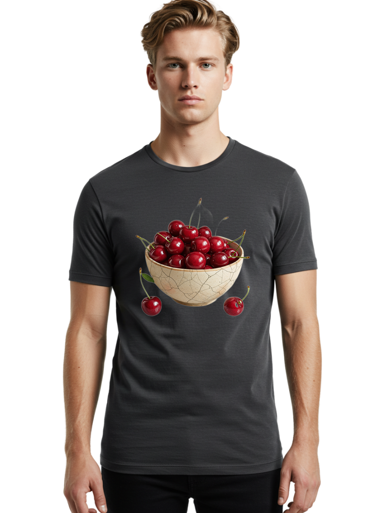 Kintsugi-Bowl-Of-Cherries Men'S Graphic Tee, 100% Cotton, Comfortable Casual Summer Wear, Machine Washable, Vintage Camera, Old Camera, Antique Camera, Black Camera, Classic Photography, Photography Equipment, Nostalgic Device, Film Camera, Bai081