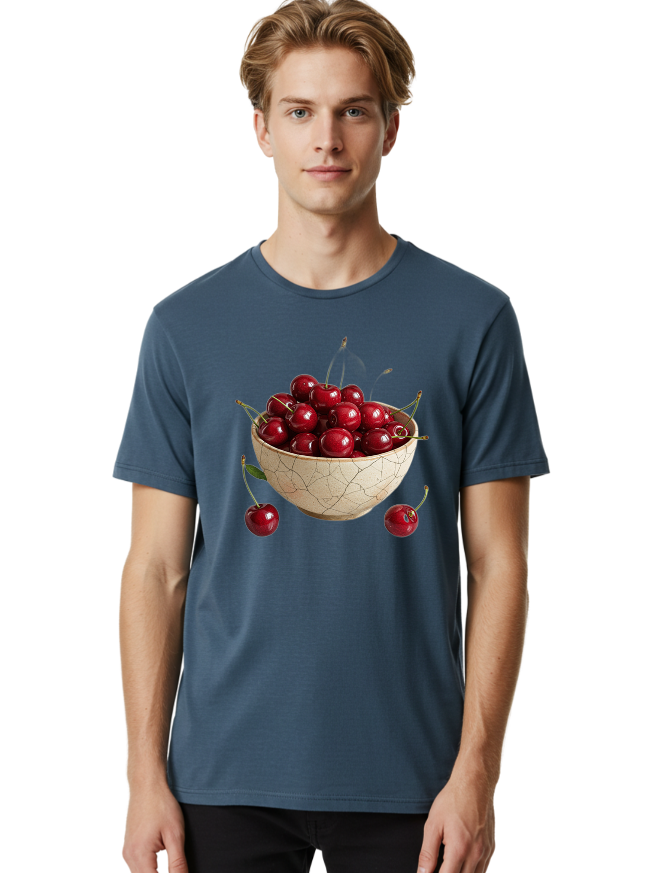 Kintsugi-Bowl-Of-Cherries Men'S Graphic Tee, 100% Cotton, Comfortable Casual Summer Wear, Machine Washable, Vintage Camera, Old Camera, Antique Camera, Black Camera, Classic Photography, Photography Equipment, Nostalgic Device, Film Camera, Bai081
