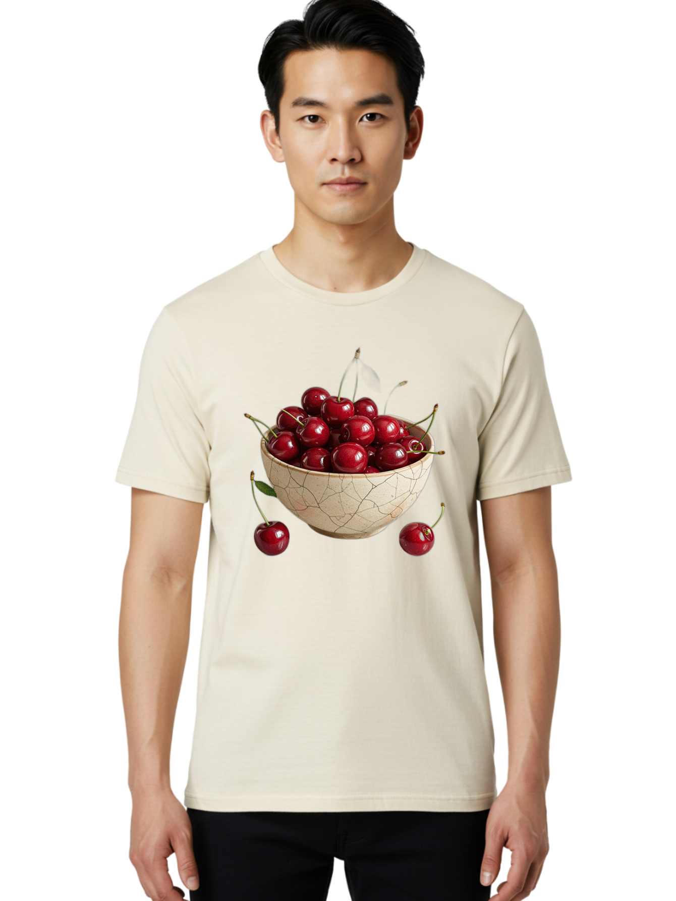 Kintsugi-Bowl-Of-Cherries Men'S Graphic Tee, 100% Cotton, Comfortable Casual Summer Wear, Machine Washable, Vintage Camera, Old Camera, Antique Camera, Black Camera, Classic Photography, Photography Equipment, Nostalgic Device, Film Camera, Bai081