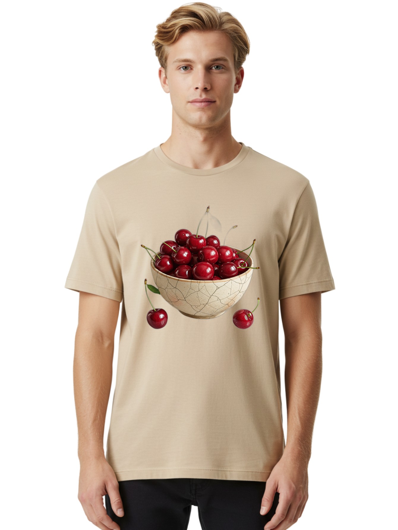 Kintsugi-Bowl-Of-Cherries Men'S Graphic Tee, 100% Cotton, Comfortable Casual Summer Wear, Machine Washable, Vintage Camera, Old Camera, Antique Camera, Black Camera, Classic Photography, Photography Equipment, Nostalgic Device, Film Camera, Bai081