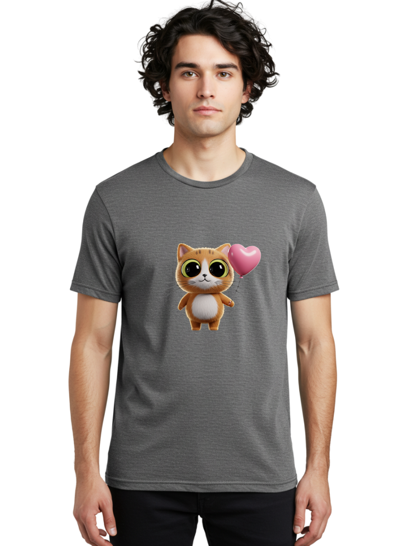 Kitty-With-Heart-Balloon Men'S Graphic Tee, 100% Cotton, Comfortable Casual Summer Wear, Machine Washable, Vintage Camera, Old Camera, Antique Camera, Black Camera, Classic Photography, Photography Equipment, Nostalgic Device, Film Camera, Bai083
