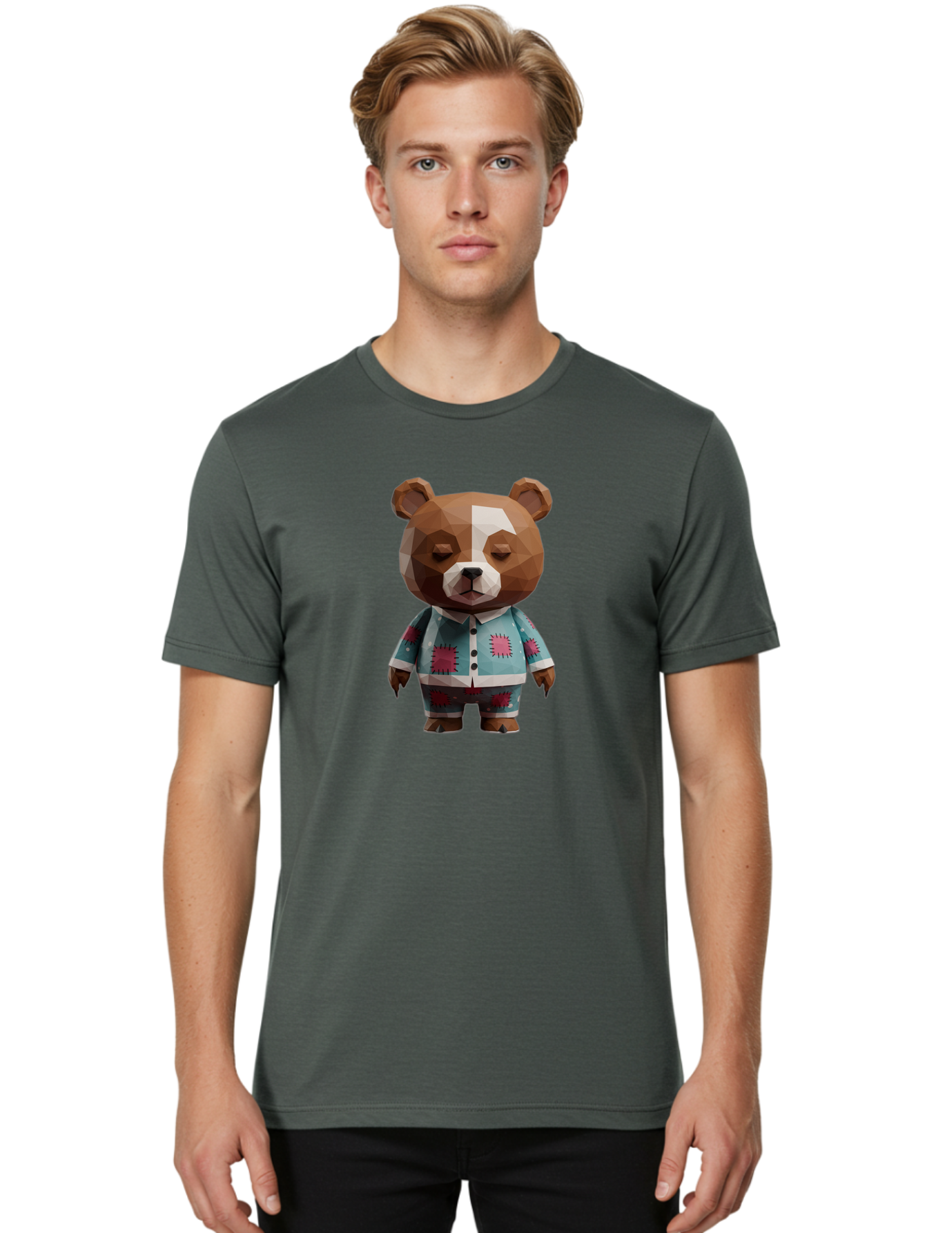 Low-Poly-Brown-Bear Men'S Graphic Tee, 100% Cotton, Comfortable Casual Summer Wear, Machine Washable, Vintage Camera, Old Camera, Antique Camera, Black Camera, Classic Photography, Photography Equipment, Nostalgic Device, Film Camera, Bai105