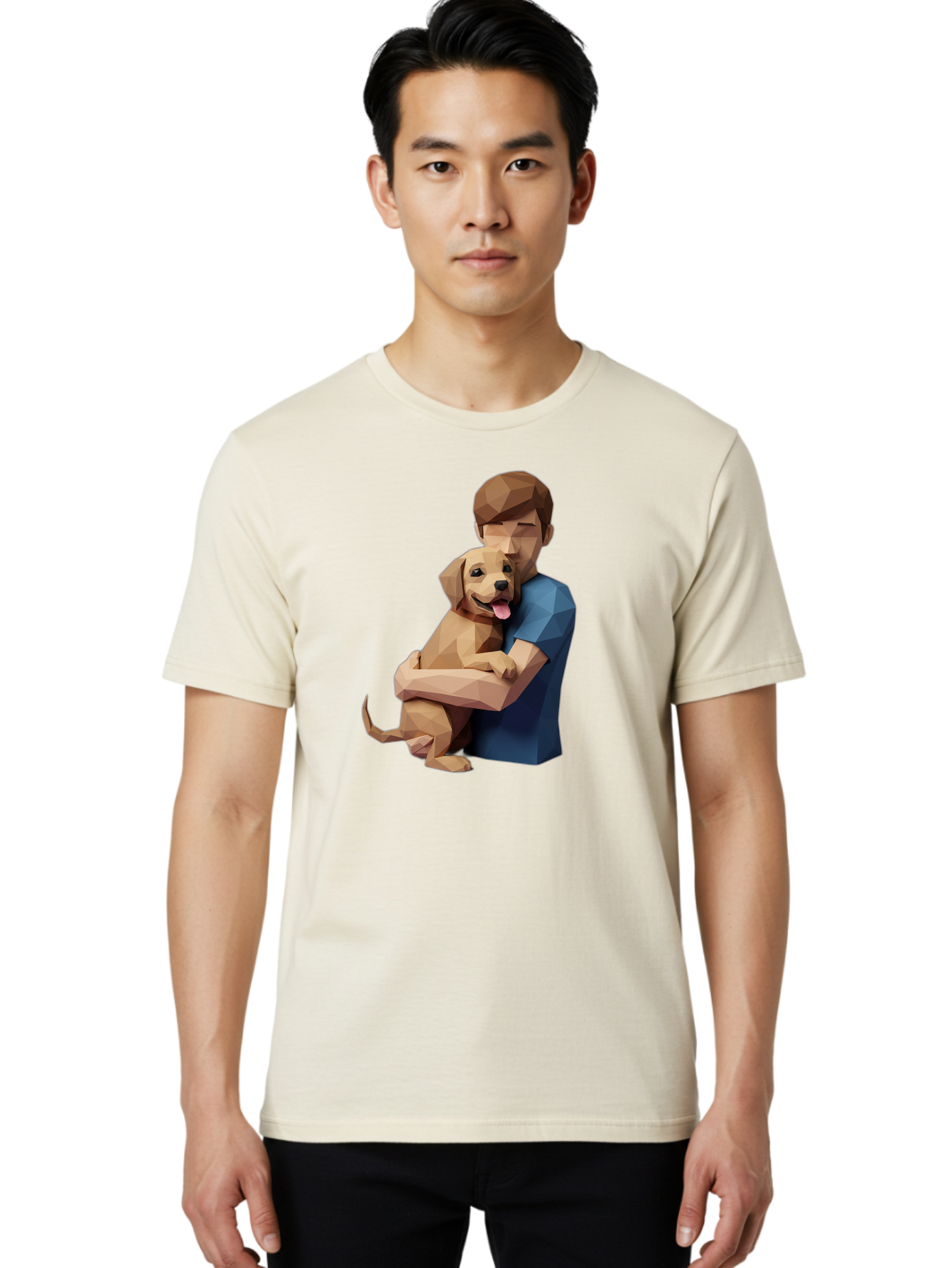 Man-Hugging-Dog-1 Men'S Graphic Tee, 100% Cotton, Comfortable Casual Summer Wear, Machine Washable, Vintage Camera, Old Camera, Antique Camera, Black Camera, Classic Photography, Photography Equipment, Nostalgic Device, Film Camera, Camera Art Bai112