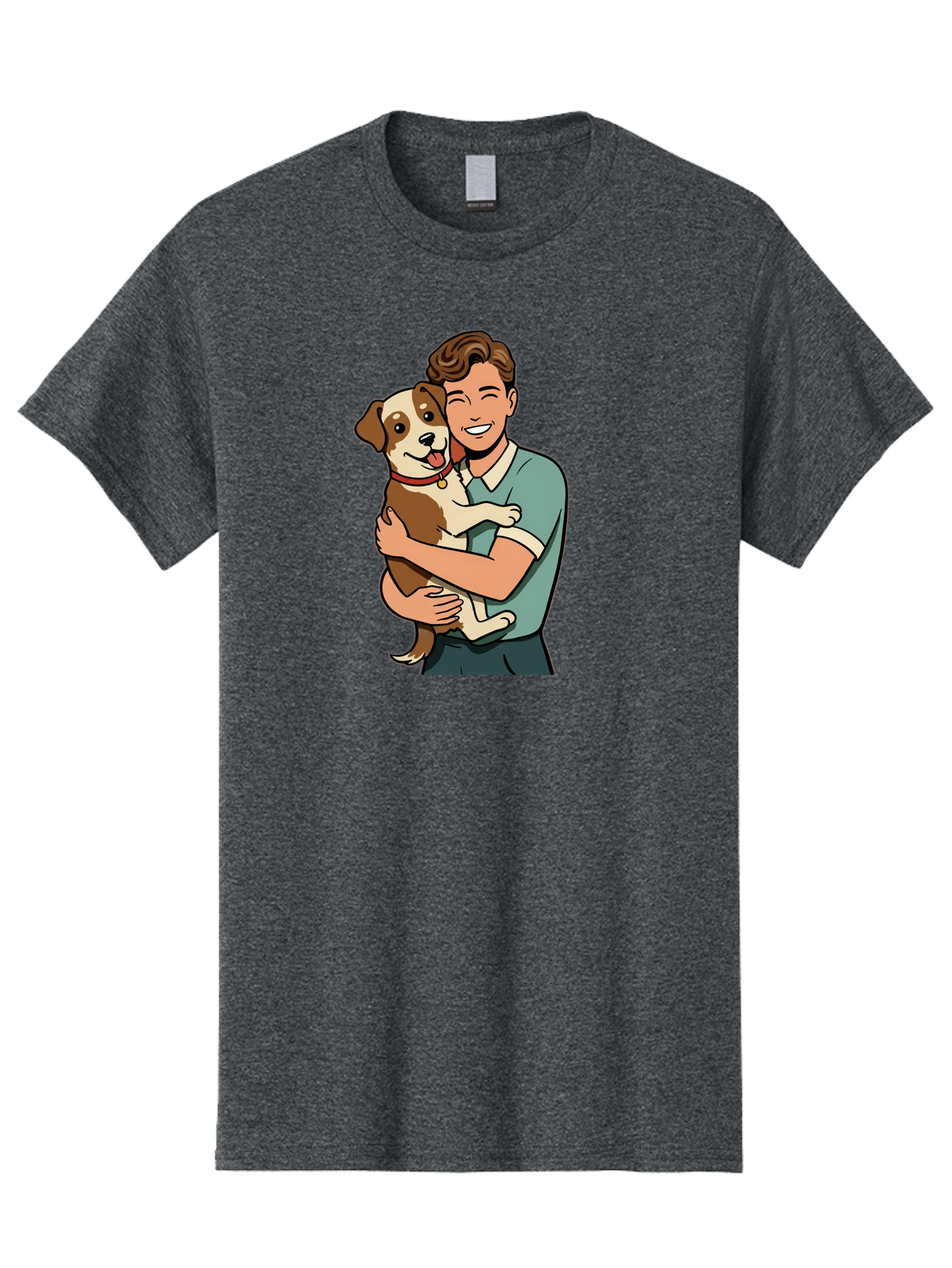Man-Hugging-Dog-2 Men'S Graphic Tee, 100% Cotton, Comfortable Casual Summer Wear, Machine Washable, Vintage Camera, Old Camera, Antique Camera, Black Camera, Classic Photography, Photography Equipment, Nostalgic Device, Film Camera, Camera Art Bai113