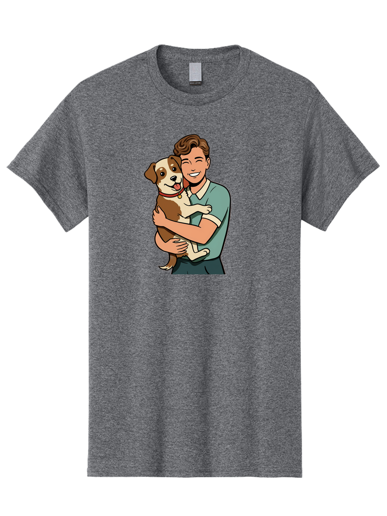 Man-Hugging-Dog-2 Men'S Graphic Tee, 100% Cotton, Comfortable Casual Summer Wear, Machine Washable, Vintage Camera, Old Camera, Antique Camera, Black Camera, Classic Photography, Photography Equipment, Nostalgic Device, Film Camera, Camera Art Bai113