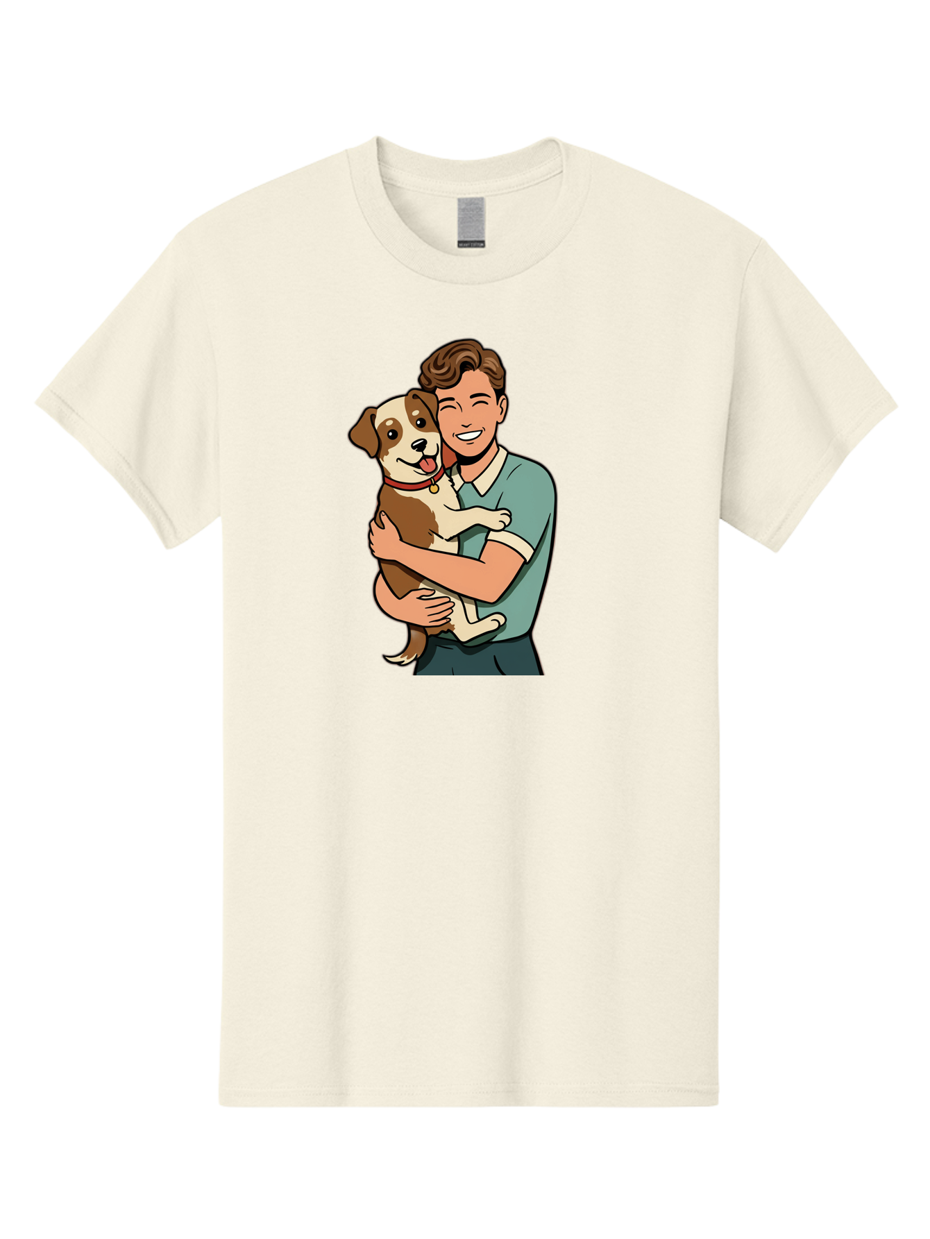 Man-Hugging-Dog-2 Men'S Graphic Tee, 100% Cotton, Comfortable Casual Summer Wear, Machine Washable, Vintage Camera, Old Camera, Antique Camera, Black Camera, Classic Photography, Photography Equipment, Nostalgic Device, Film Camera, Camera Art Bai113