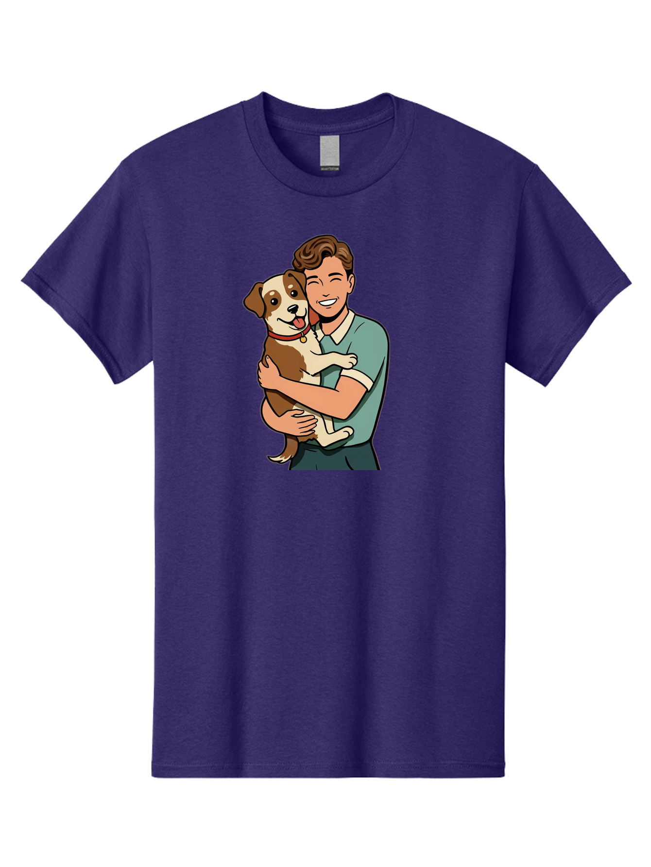 Man-Hugging-Dog-2 Men'S Graphic Tee, 100% Cotton, Comfortable Casual Summer Wear, Machine Washable, Vintage Camera, Old Camera, Antique Camera, Black Camera, Classic Photography, Photography Equipment, Nostalgic Device, Film Camera, Camera Art Bai113