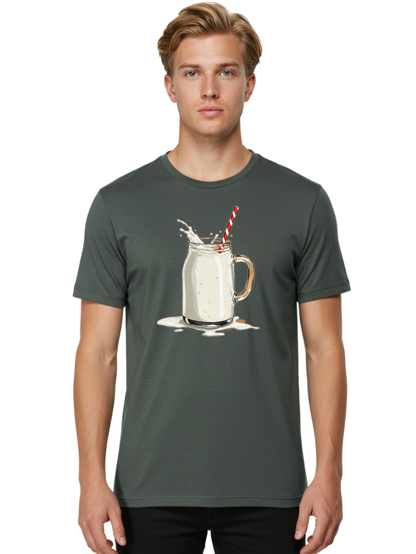 Milkshake-Mason-Jar Men'S Graphic Tee, 100% Cotton, Comfortable Casual Summer Wear, Machine Washable, Vintage Camera, Old Camera, Antique Camera, Black Camera, Classic Photography, Photography Equipment, Nostalgic Device, Film Camera, Bai155