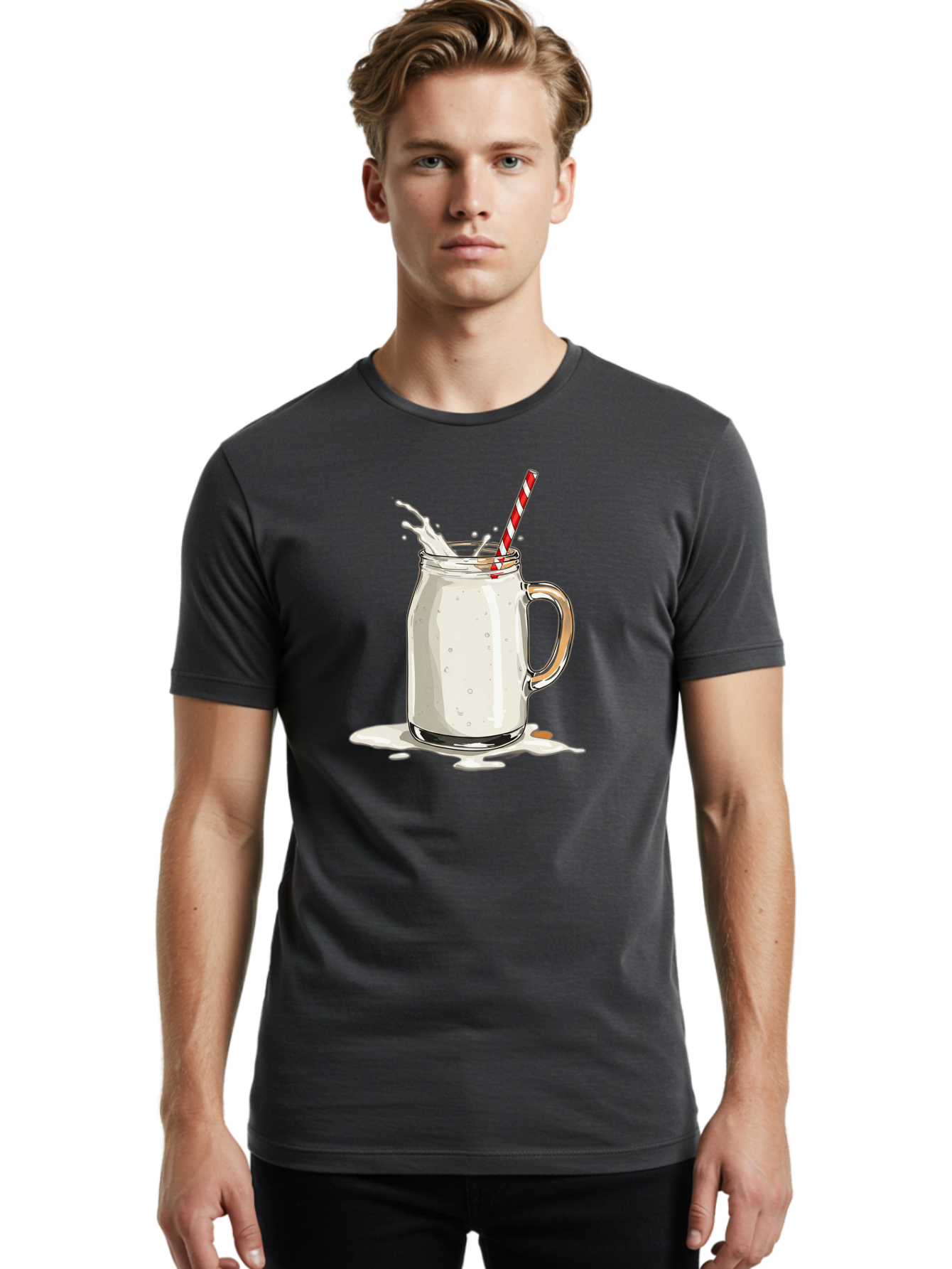 Milkshake-Mason-Jar Men'S Graphic Tee, 100% Cotton, Comfortable Casual Summer Wear, Machine Washable, Vintage Camera, Old Camera, Antique Camera, Black Camera, Classic Photography, Photography Equipment, Nostalgic Device, Film Camera, Bai155
