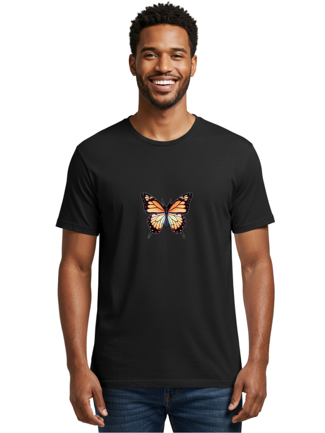 Monarch-Butterfly Men'S Graphic Tee, 100% Cotton, Comfortable Casual Summer Wear, Machine Washable, Vintage Camera, Old Camera, Antique Camera, Black Camera, Classic Photography, Photography Equipment, Nostalgic Device, Film Camera, Camera Art Bai159
