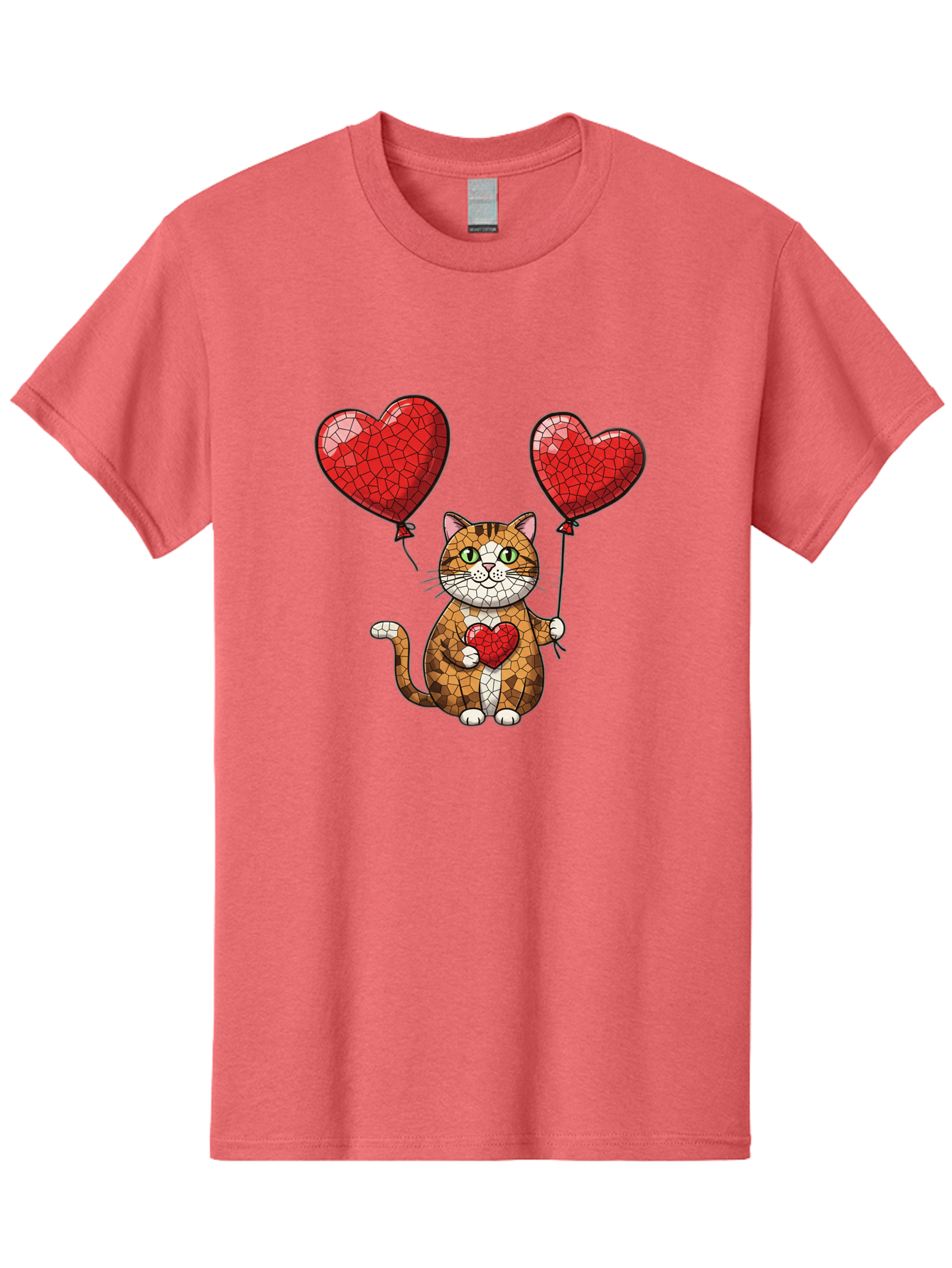 Mosaic-Cat-With-Heart-Balloons Men'S Graphic Tee, 100% Cotton, Comfortable Casual Summer Wear, Machine Washable, Vintage Camera, Old Camera, Antique Camera, Black Camera, Classic Photography, Photography Equipment, Nostalgic Device, Bai165