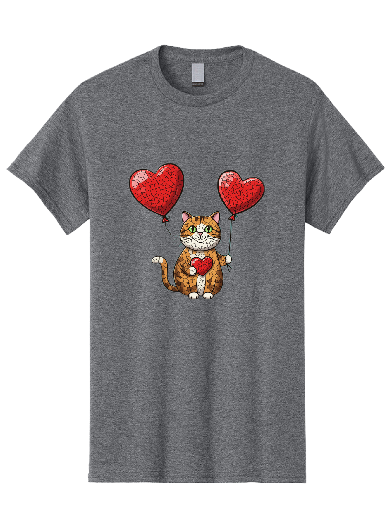 Mosaic-Cat-With-Heart-Balloons Men'S Graphic Tee, 100% Cotton, Comfortable Casual Summer Wear, Machine Washable, Vintage Camera, Old Camera, Antique Camera, Black Camera, Classic Photography, Photography Equipment, Nostalgic Device, Bai165