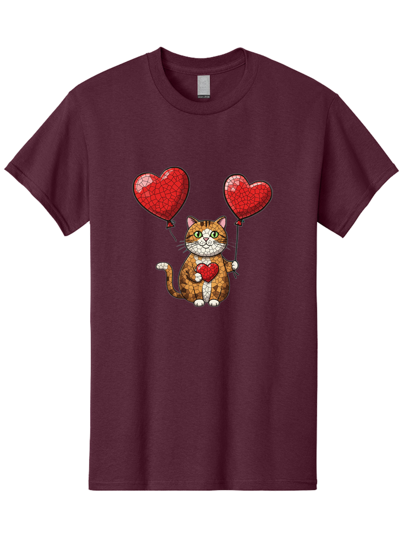 Mosaic-Cat-With-Heart-Balloons Men'S Graphic Tee, 100% Cotton, Comfortable Casual Summer Wear, Machine Washable, Vintage Camera, Old Camera, Antique Camera, Black Camera, Classic Photography, Photography Equipment, Nostalgic Device, Bai165