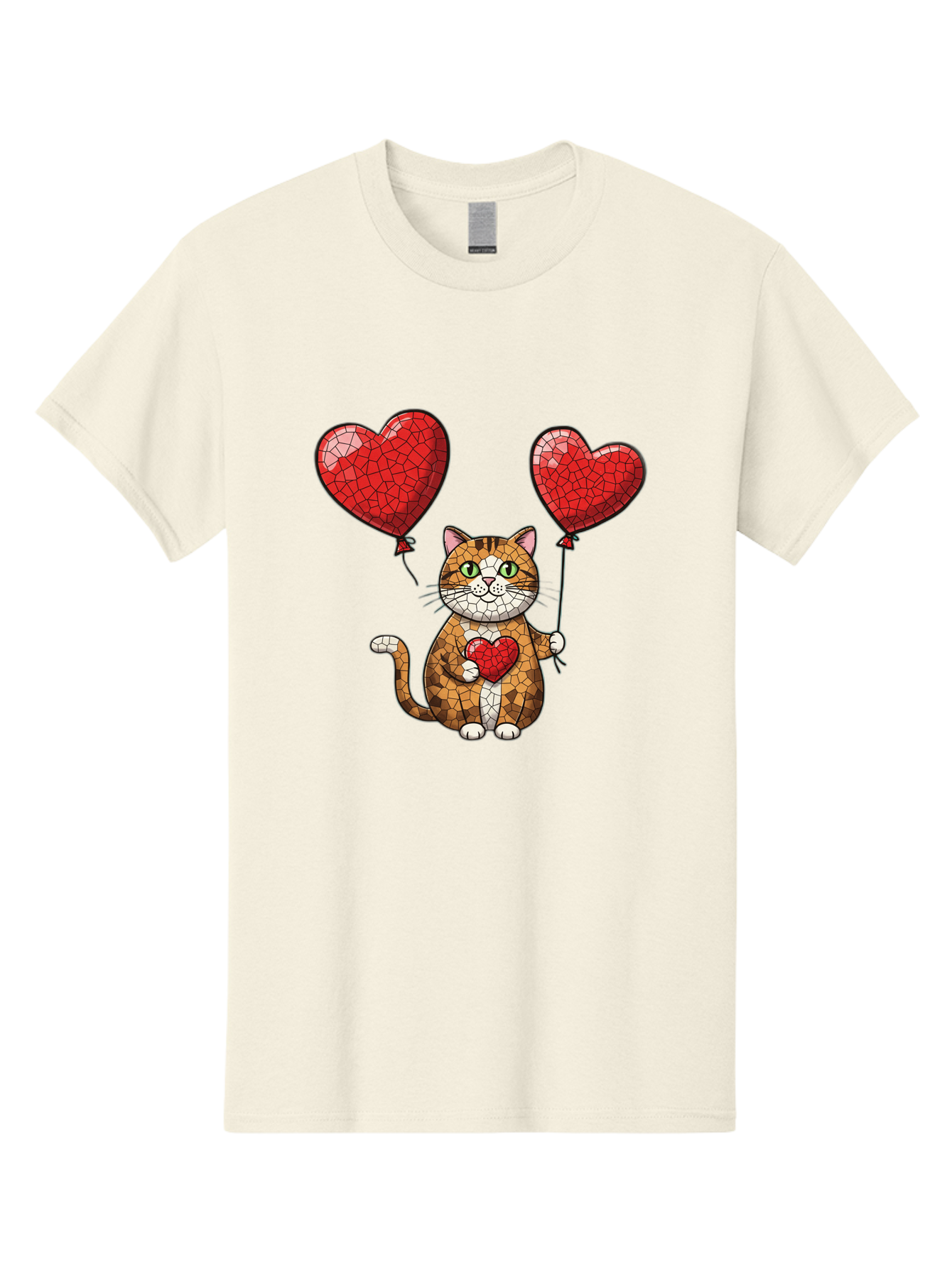 Mosaic-Cat-With-Heart-Balloons Men'S Graphic Tee, 100% Cotton, Comfortable Casual Summer Wear, Machine Washable, Vintage Camera, Old Camera, Antique Camera, Black Camera, Classic Photography, Photography Equipment, Nostalgic Device, Bai165