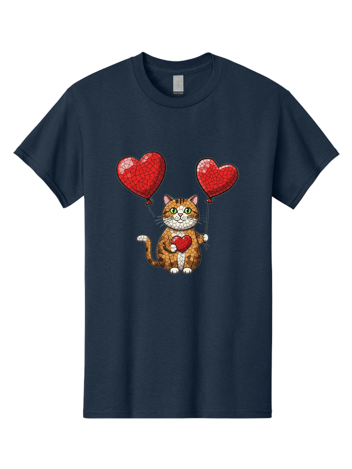 Mosaic-Cat-With-Heart-Balloons Men'S Graphic Tee, 100% Cotton, Comfortable Casual Summer Wear, Machine Washable, Vintage Camera, Old Camera, Antique Camera, Black Camera, Classic Photography, Photography Equipment, Nostalgic Device, Bai165