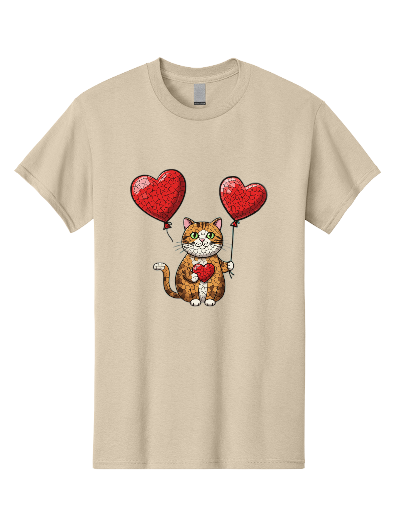 Mosaic-Cat-With-Heart-Balloons Men'S Graphic Tee, 100% Cotton, Comfortable Casual Summer Wear, Machine Washable, Vintage Camera, Old Camera, Antique Camera, Black Camera, Classic Photography, Photography Equipment, Nostalgic Device, Bai165