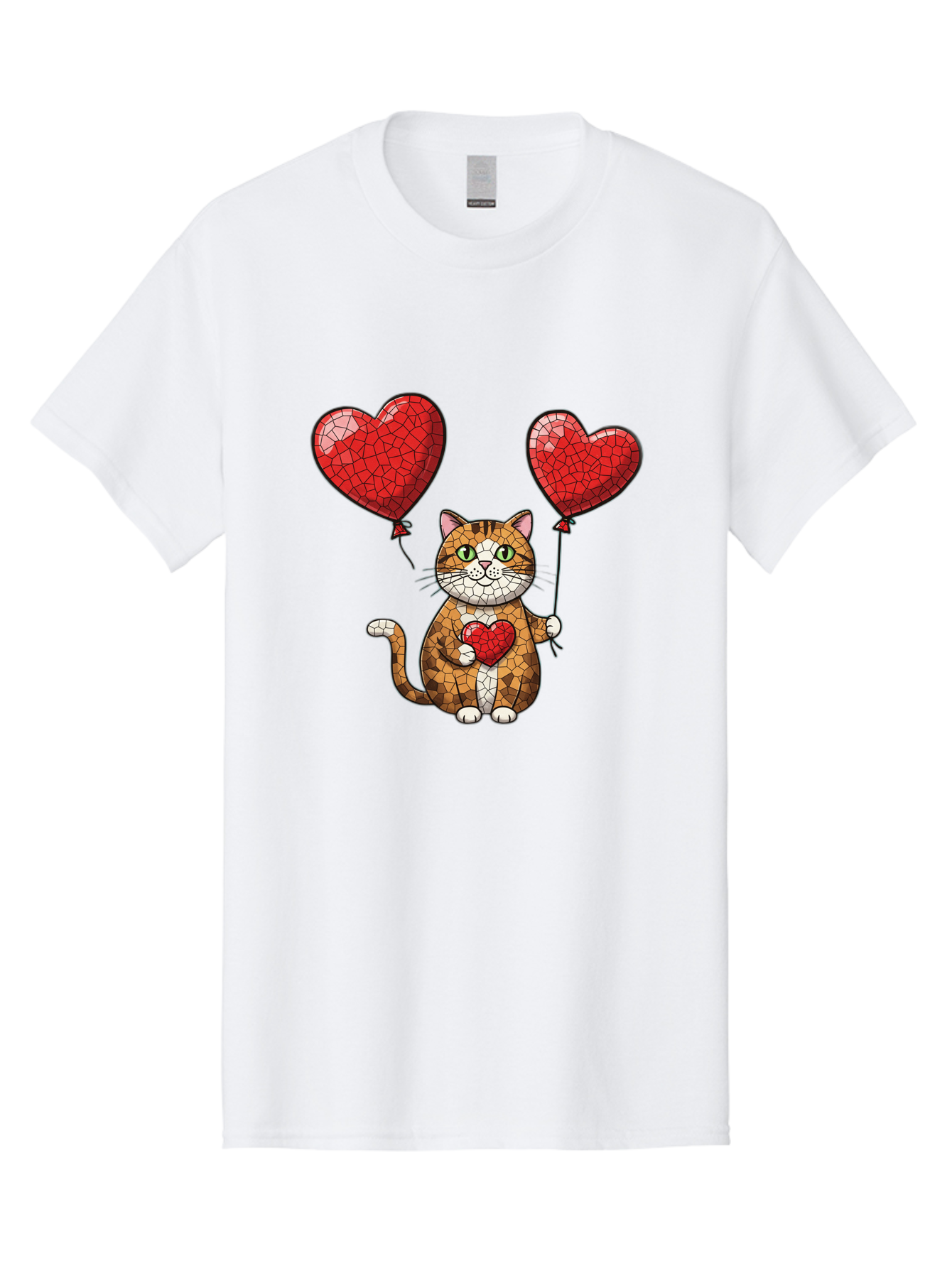 Mosaic-Cat-With-Heart-Balloons Men'S Graphic Tee, 100% Cotton, Comfortable Casual Summer Wear, Machine Washable, Vintage Camera, Old Camera, Antique Camera, Black Camera, Classic Photography, Photography Equipment, Nostalgic Device, Bai165