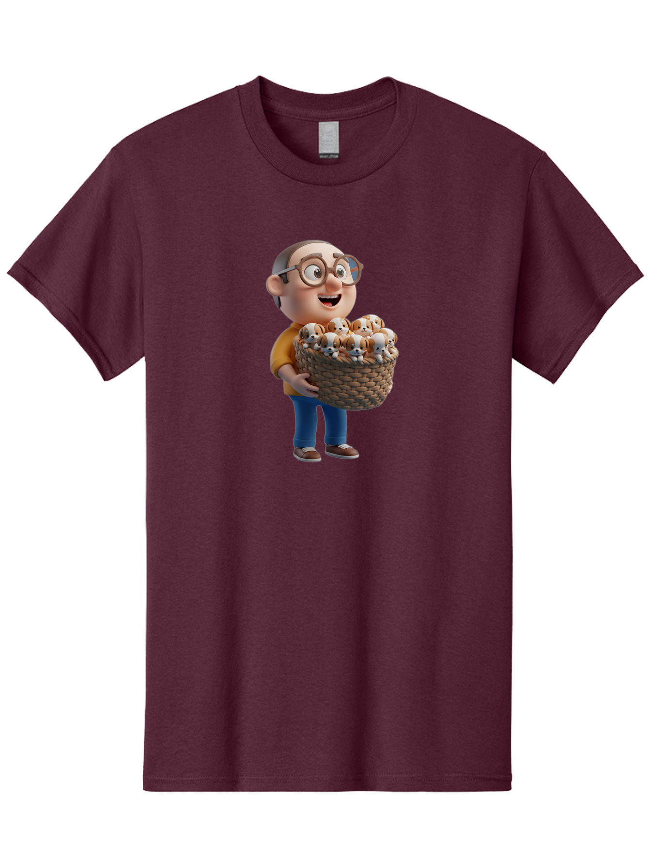 Old-Man-Holding-Puppies Men'S Graphic Tee, 100% Cotton, Comfortable Casual Summer Wear, Machine Washable, Vintage Camera, Old Camera, Antique Camera, Black Camera, Classic Photography, Photography Equipment, Nostalgic Device, Film Camera, Bai188