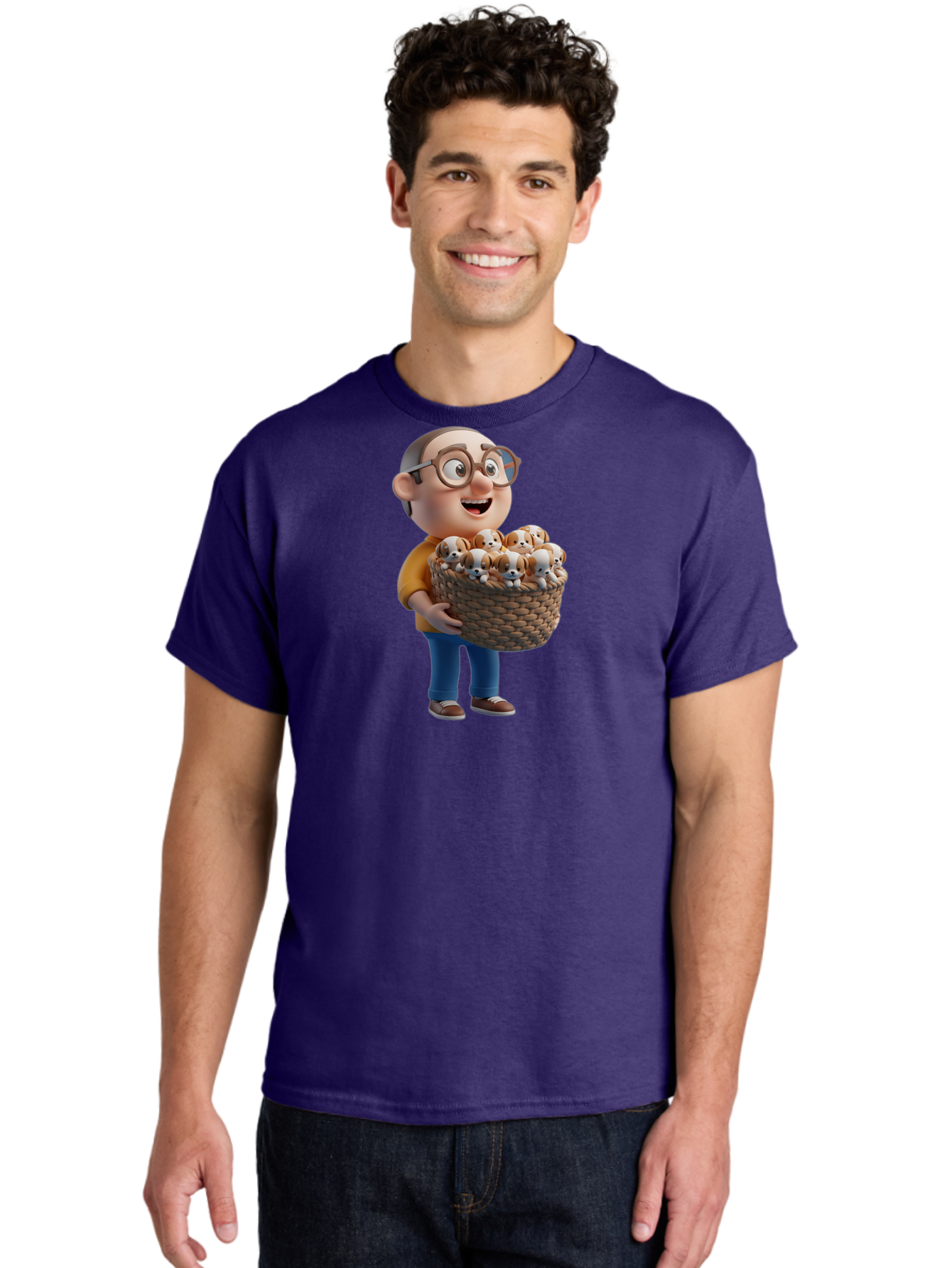 Old-Man-Holding-Puppies Men'S Graphic Tee, 100% Cotton, Comfortable Casual Summer Wear, Machine Washable, Vintage Camera, Old Camera, Antique Camera, Black Camera, Classic Photography, Photography Equipment, Nostalgic Device, Film Camera, Bai188