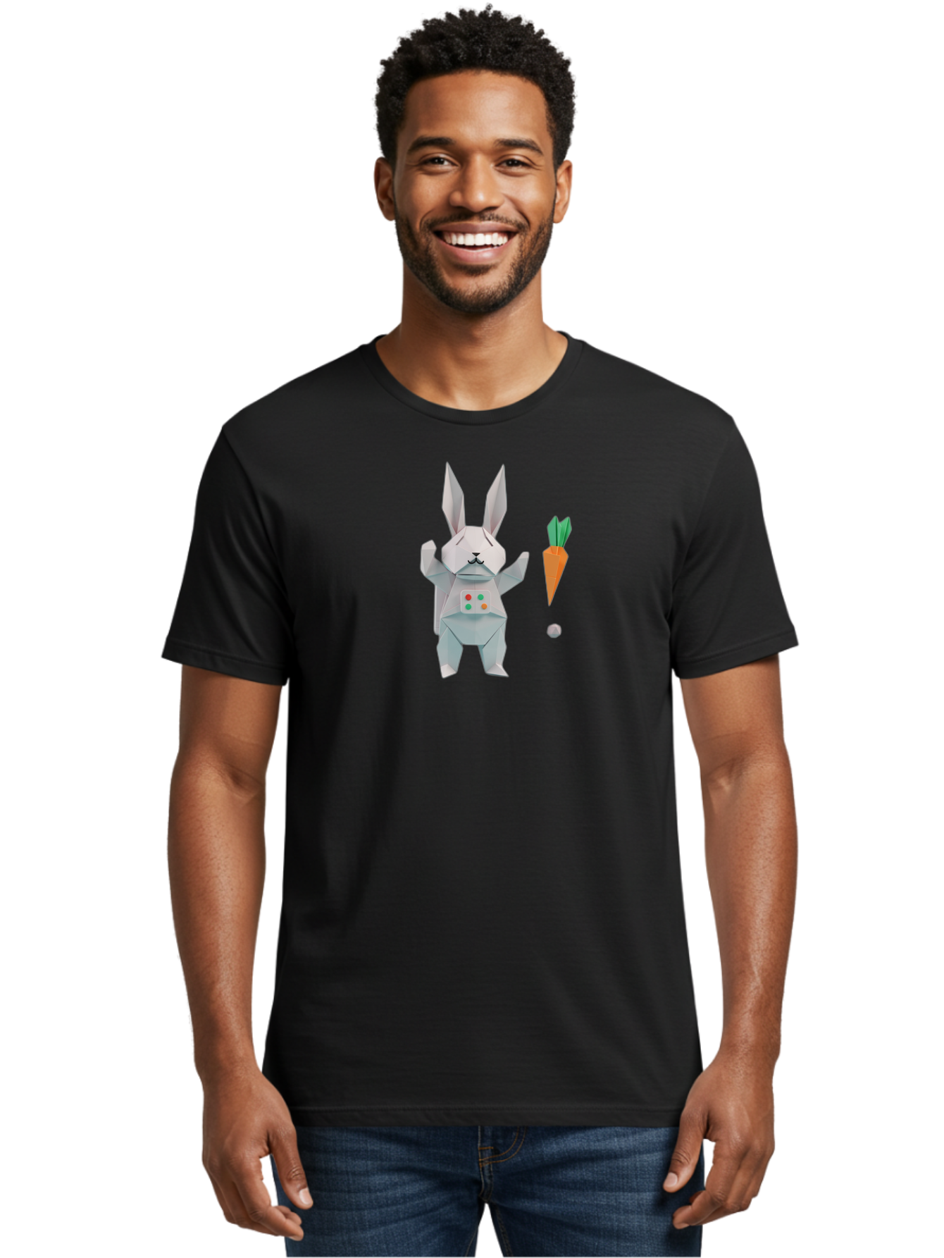 Origami-Bunny-With-Carrot Men'S Graphic Tee, 100% Cotton, Comfortable Casual Summer Wear, Machine Washable, Vintage Camera, Old Camera, Antique Camera, Black Camera, Classic Photography, Photography Equipment, Nostalgic Device, Film Camera, Bai197
