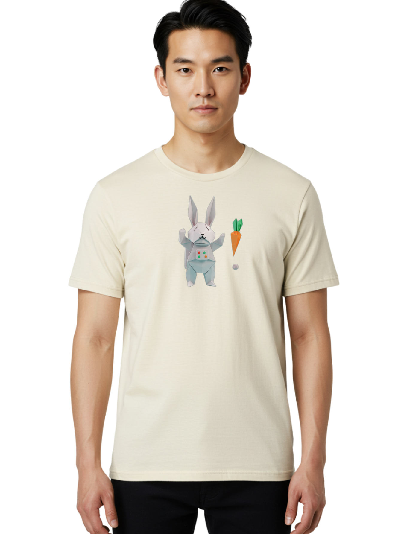 Origami-Bunny-With-Carrot Men'S Graphic Tee, 100% Cotton, Comfortable Casual Summer Wear, Machine Washable, Vintage Camera, Old Camera, Antique Camera, Black Camera, Classic Photography, Photography Equipment, Nostalgic Device, Film Camera, Bai197