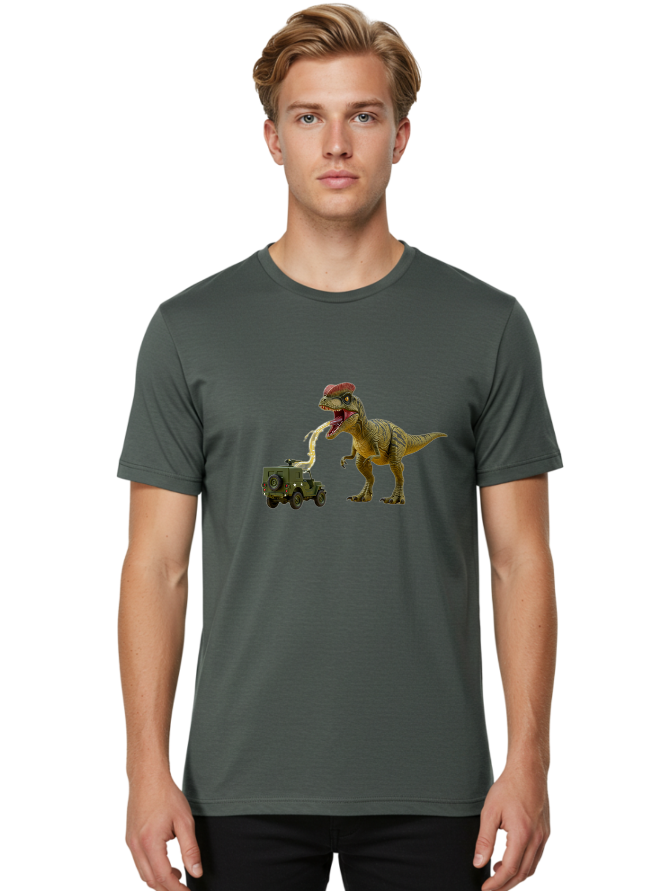 Parasaurolophus-Eating-Military-Vehicle Men'S Graphic Tee, 100% Cotton, Comfortable Casual Summer Wear, Machine Washable, Vintage Camera, Old Camera, Antique Camera, Black Camera, Classic Photography, Photography Equipment, Nostalgic Device, Bai206
