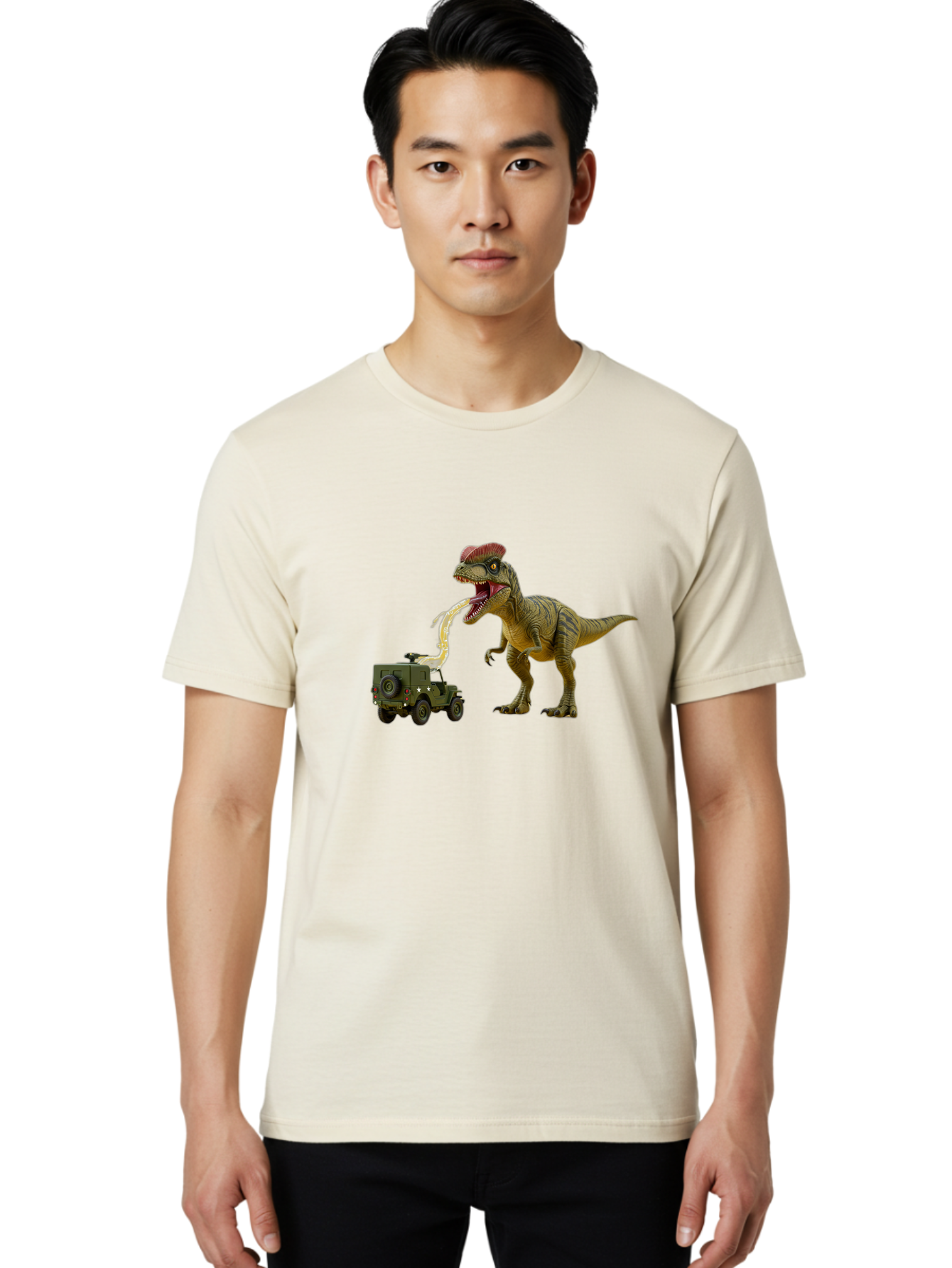 Parasaurolophus-Eating-Military-Vehicle Men'S Graphic Tee, 100% Cotton, Comfortable Casual Summer Wear, Machine Washable, Vintage Camera, Old Camera, Antique Camera, Black Camera, Classic Photography, Photography Equipment, Nostalgic Device, Bai206