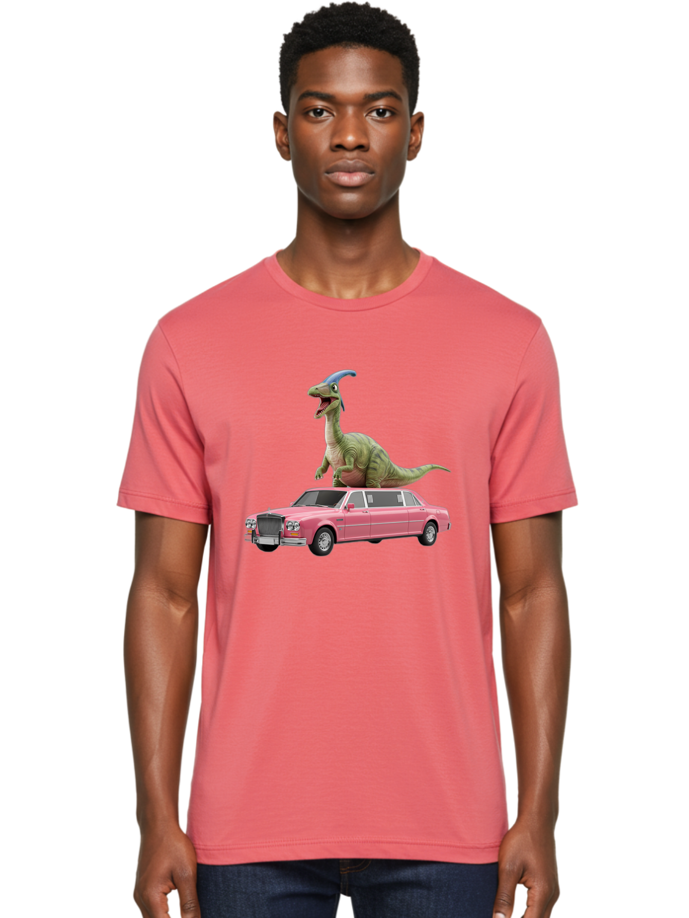 Parasaurolophus-On-Pink-Limousine Men'S Graphic Tee, 100% Cotton, Comfortable Casual Summer Wear, Machine Washable, Vintage Camera, Old Camera, Antique Camera, Black Camera, Classic Photography, Photography Equipment, Nostalgic Device, Bai207
