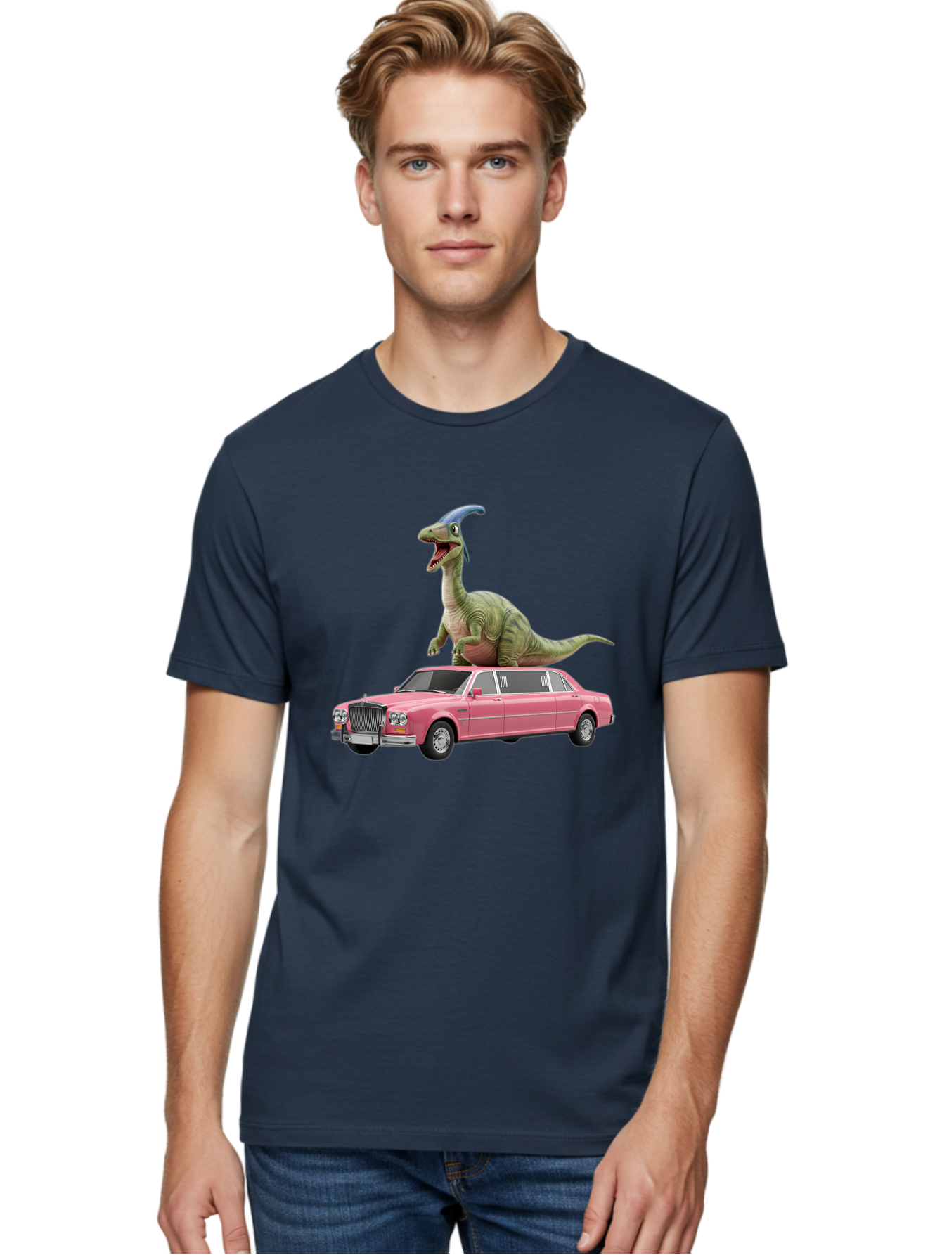 Parasaurolophus-On-Pink-Limousine Men'S Graphic Tee, 100% Cotton, Comfortable Casual Summer Wear, Machine Washable, Vintage Camera, Old Camera, Antique Camera, Black Camera, Classic Photography, Photography Equipment, Nostalgic Device, Bai207