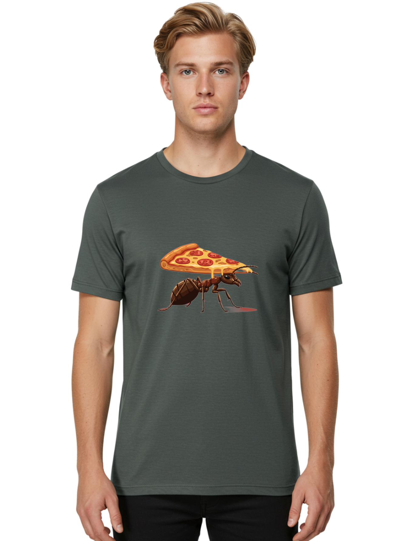Pepperoni-Pizza-Slice-Ant Men'S Graphic Tee, 100% Cotton, Comfortable Casual Summer Wear, Machine Washable, Vintage Camera, Old Camera, Antique Camera, Black Camera, Classic Photography, Photography Equipment, Nostalgic Device, Film Camera, Bai212