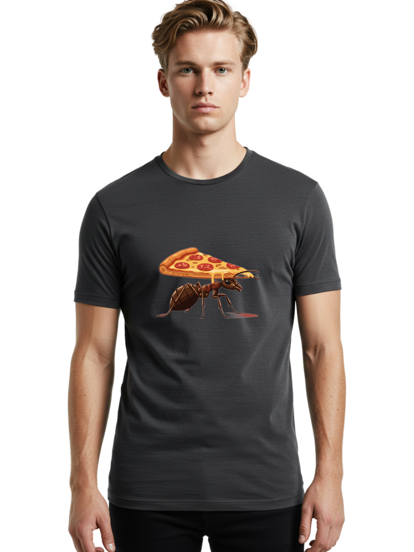 Pepperoni-Pizza-Slice-Ant Men'S Graphic Tee, 100% Cotton, Comfortable Casual Summer Wear, Machine Washable, Vintage Camera, Old Camera, Antique Camera, Black Camera, Classic Photography, Photography Equipment, Nostalgic Device, Film Camera, Bai212