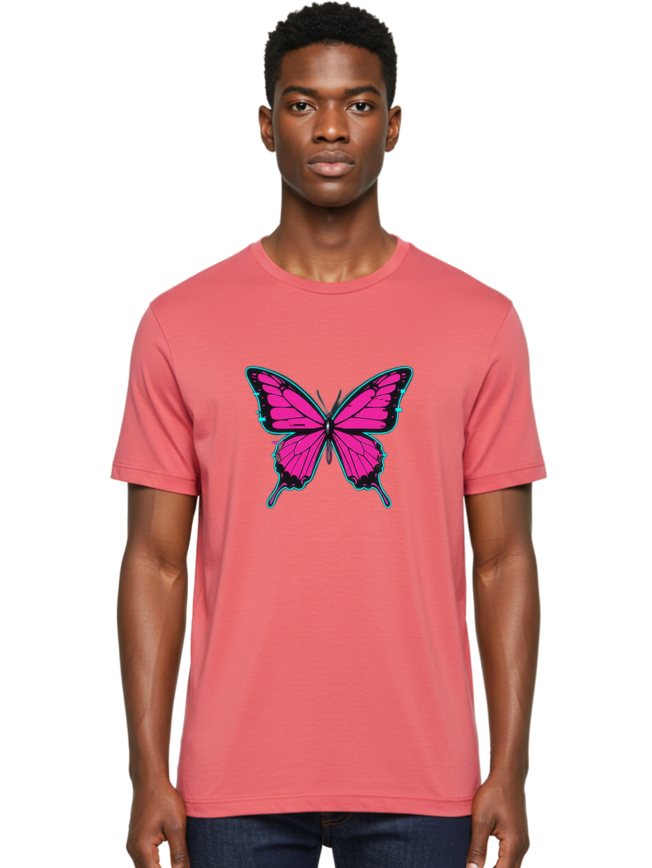 Pink-Butterfly-1 Men'S Graphic Tee, 100% Cotton, Comfortable Casual Summer Wear, Machine Washable, Vintage Camera, Old Camera, Antique Camera, Black Camera, Classic Photography, Photography Equipment, Nostalgic Device, Film Camera, Camera Art Bai215