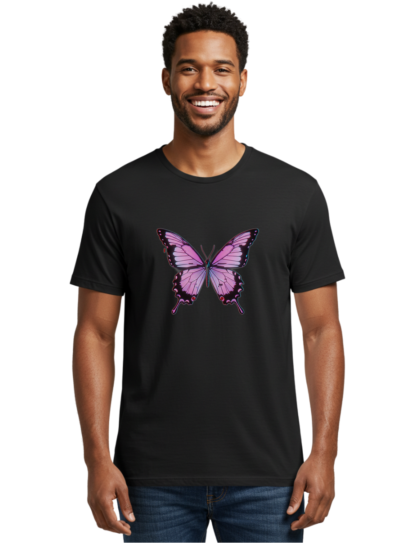 Pink-Butterfly-3 Men'S Graphic Tee, 100% Cotton, Comfortable Casual Summer Wear, Machine Washable, Vintage Camera, Old Camera, Antique Camera, Black Camera, Classic Photography, Photography Equipment, Nostalgic Device, Film Camera, Camera Art Bai217