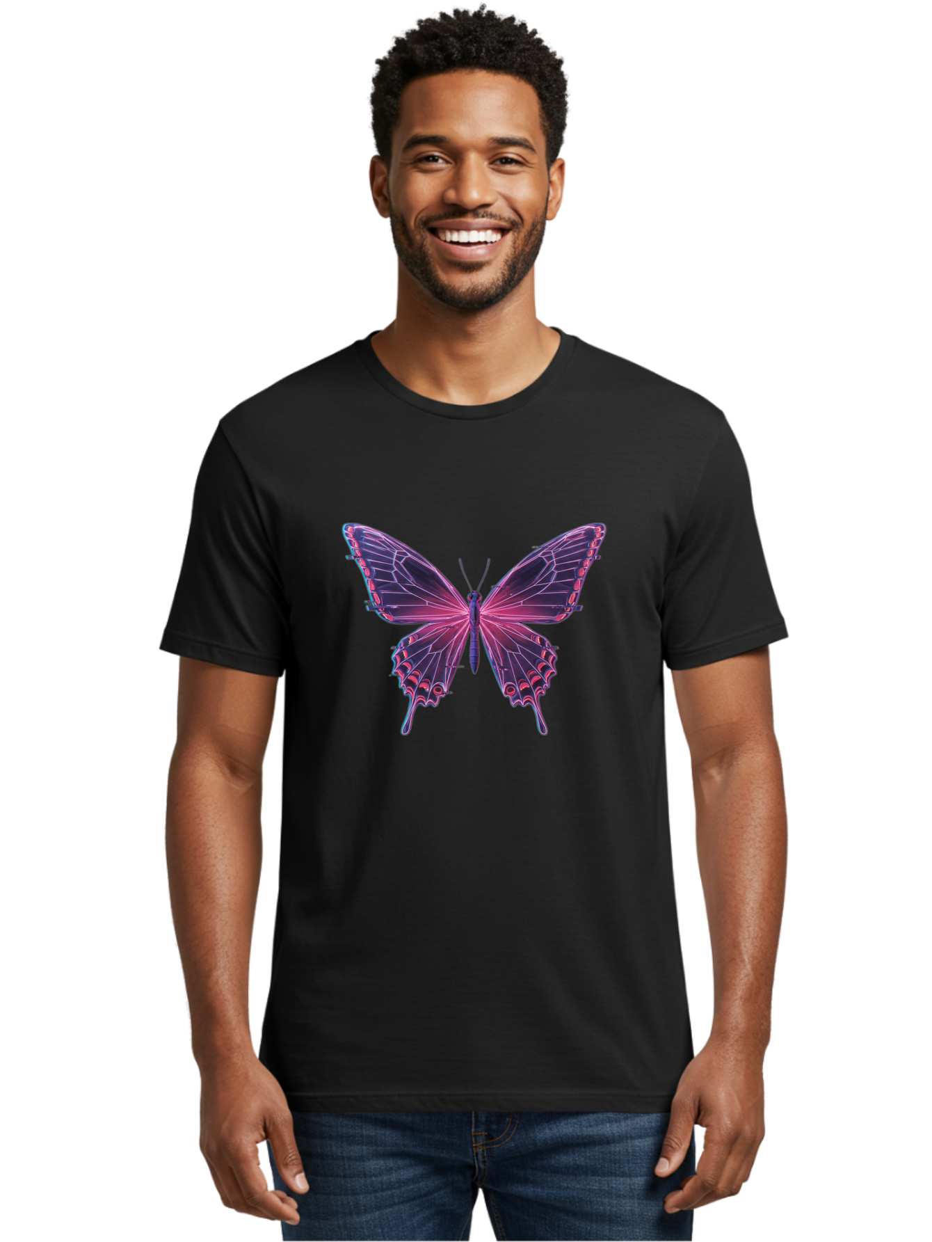 Pink-Butterfly-4 Men'S Graphic Tee, 100% Cotton, Comfortable Casual Summer Wear, Machine Washable, Vintage Camera, Old Camera, Antique Camera, Black Camera, Classic Photography, Photography Equipment, Nostalgic Device, Film Camera, Camera Art Bai218