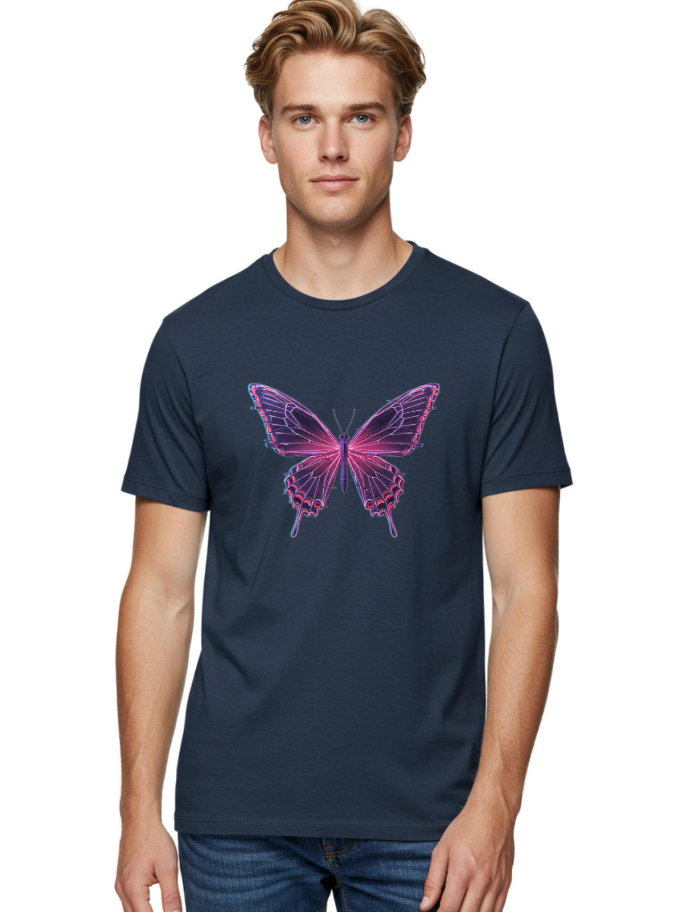 Pink-Butterfly-4 Men'S Graphic Tee, 100% Cotton, Comfortable Casual Summer Wear, Machine Washable, Vintage Camera, Old Camera, Antique Camera, Black Camera, Classic Photography, Photography Equipment, Nostalgic Device, Film Camera, Camera Art Bai218