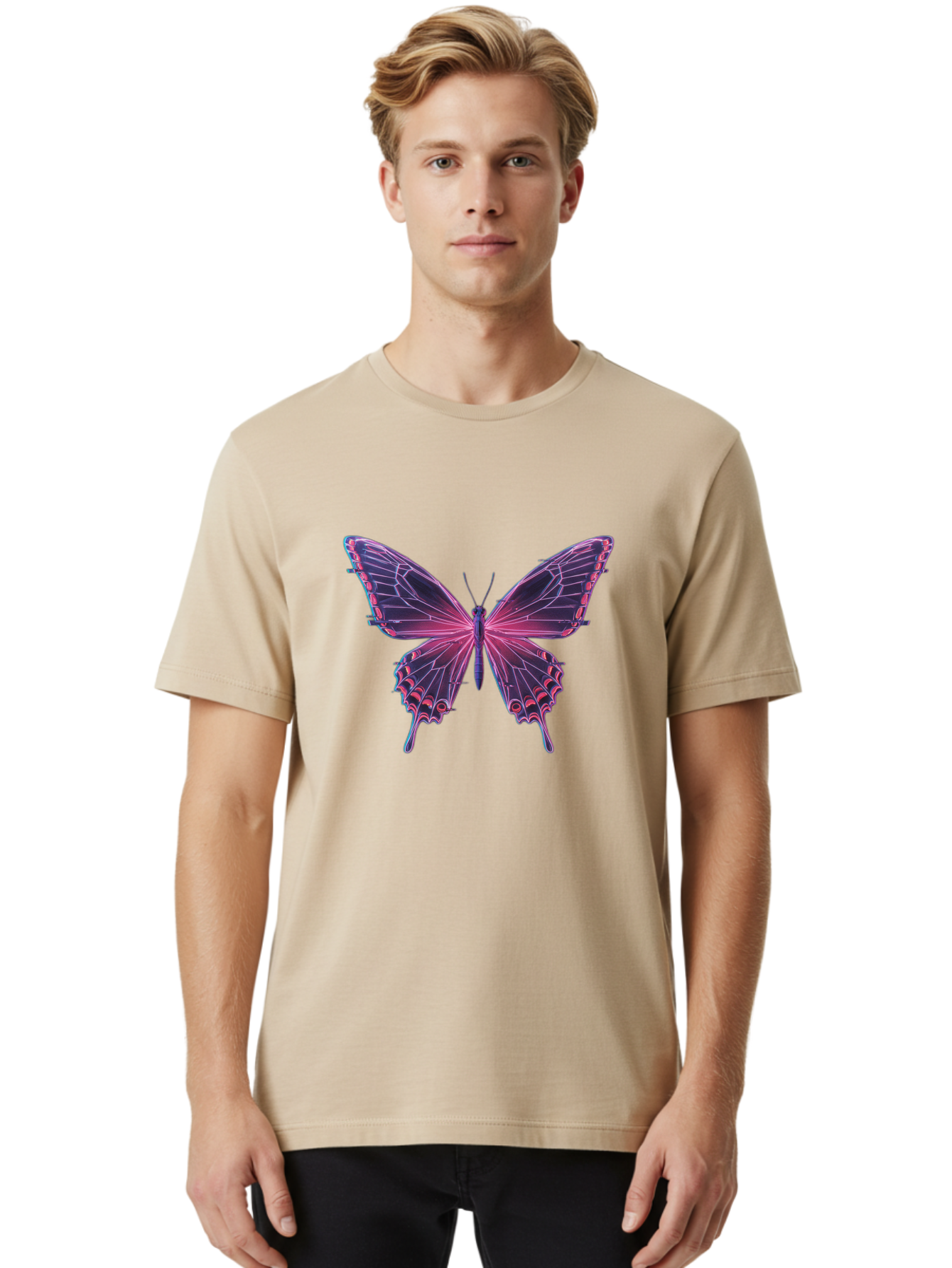 Pink-Butterfly-4 Men'S Graphic Tee, 100% Cotton, Comfortable Casual Summer Wear, Machine Washable, Vintage Camera, Old Camera, Antique Camera, Black Camera, Classic Photography, Photography Equipment, Nostalgic Device, Film Camera, Camera Art Bai218