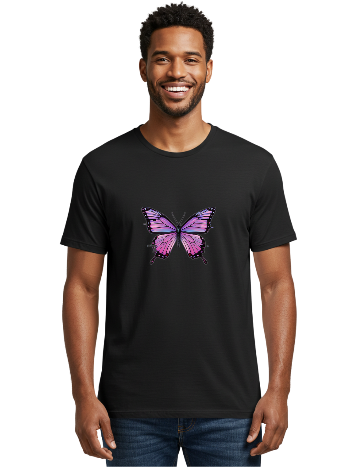 Pink-Butterfly-5 Men'S Graphic Tee, 100% Cotton, Comfortable Casual Summer Wear, Machine Washable, Vintage Camera, Old Camera, Antique Camera, Black Camera, Classic Photography, Photography Equipment, Nostalgic Device, Film Camera, Camera Art Bai219