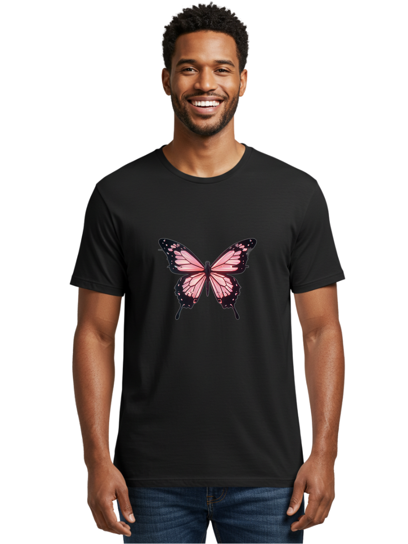 Pink-Butterfly Men'S Graphic Tee, 100% Cotton, Comfortable Casual Summer Wear, Machine Washable, Vintage Camera, Old Camera, Antique Camera, Black Camera, Classic Photography, Photography Equipment, Nostalgic Device, Film Camera, Camera Art Bai222