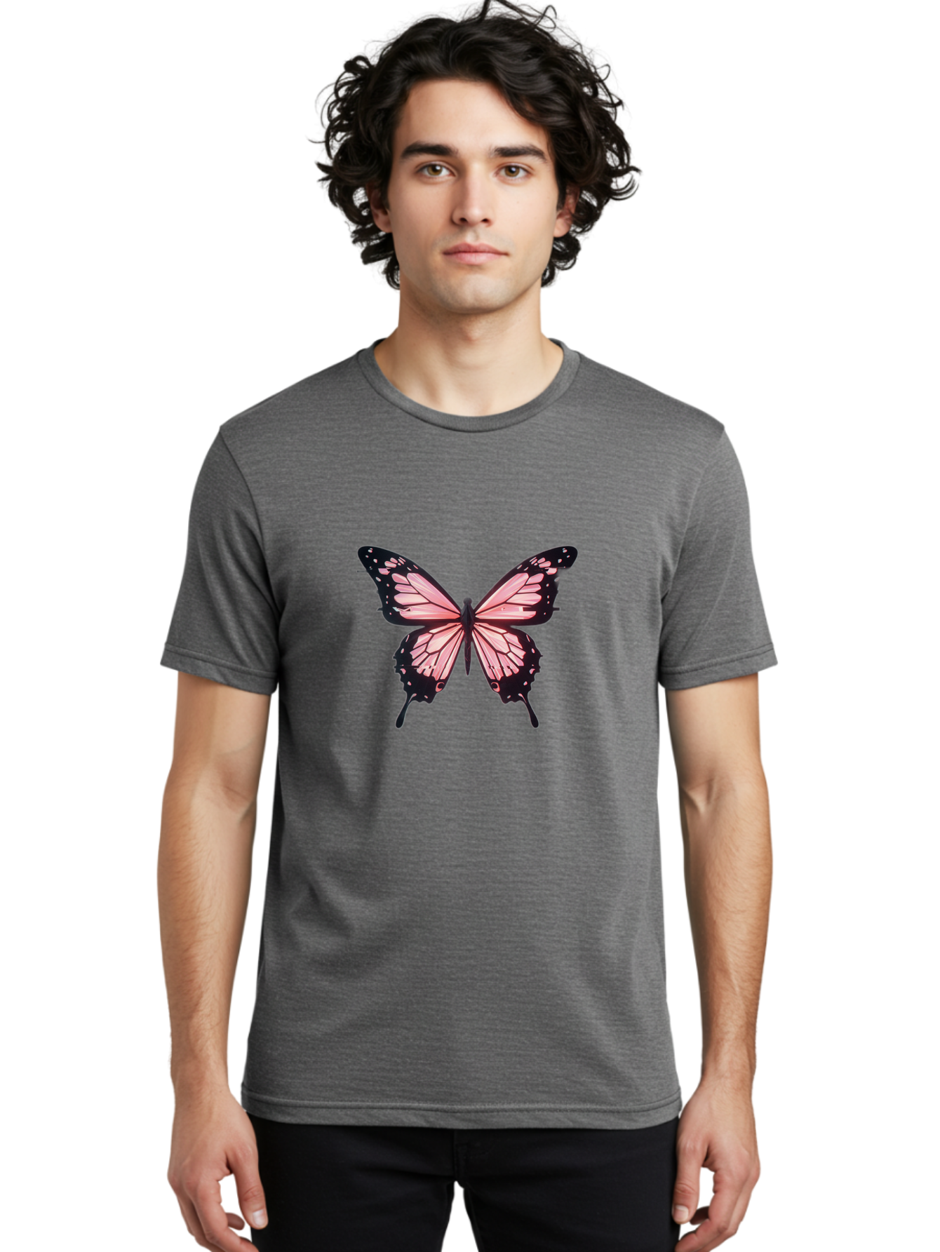 Pink-Butterfly Men'S Graphic Tee, 100% Cotton, Comfortable Casual Summer Wear, Machine Washable, Vintage Camera, Old Camera, Antique Camera, Black Camera, Classic Photography, Photography Equipment, Nostalgic Device, Film Camera, Camera Art Bai222