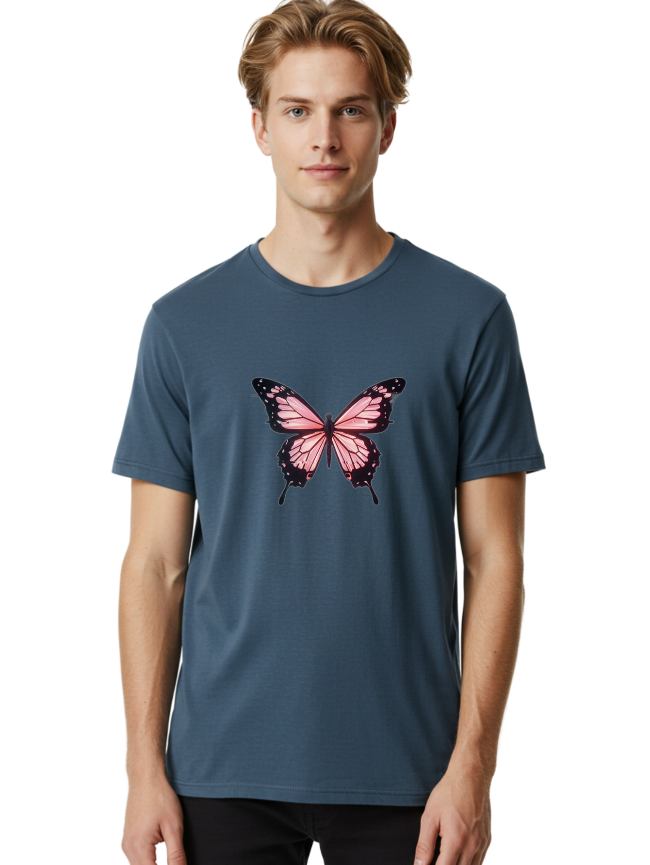 Pink-Butterfly Men'S Graphic Tee, 100% Cotton, Comfortable Casual Summer Wear, Machine Washable, Vintage Camera, Old Camera, Antique Camera, Black Camera, Classic Photography, Photography Equipment, Nostalgic Device, Film Camera, Camera Art Bai222