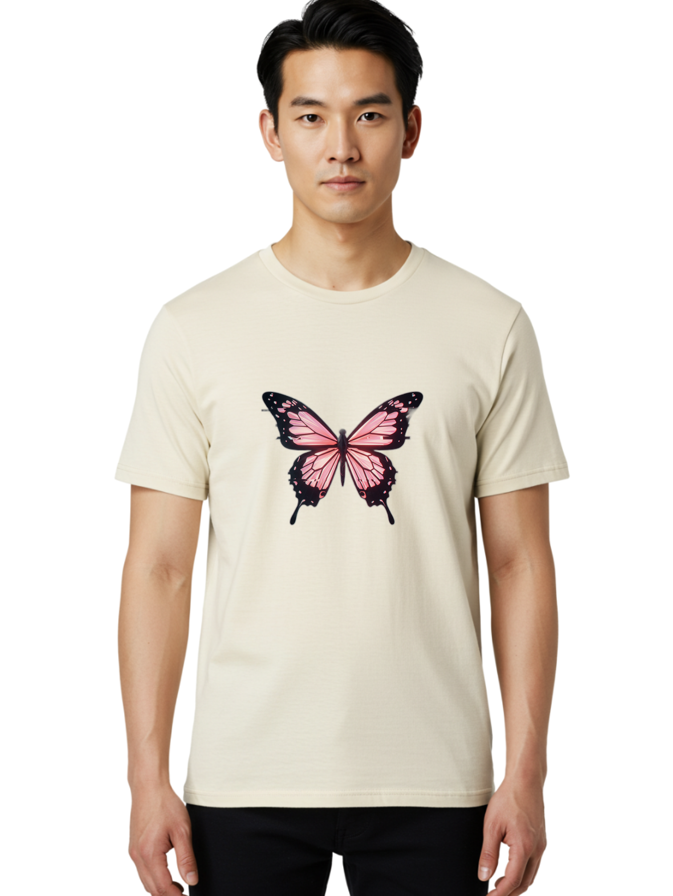 Pink-Butterfly Men'S Graphic Tee, 100% Cotton, Comfortable Casual Summer Wear, Machine Washable, Vintage Camera, Old Camera, Antique Camera, Black Camera, Classic Photography, Photography Equipment, Nostalgic Device, Film Camera, Camera Art Bai222