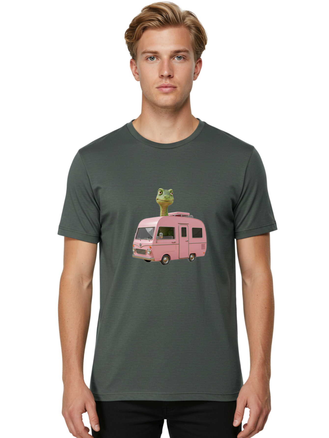 Pink-Camper-Van Men'S Graphic Tee, 100% Cotton, Comfortable Casual Summer Wear, Machine Washable, Vintage Camera, Old Camera, Antique Camera, Black Camera, Classic Photography, Photography Equipment, Nostalgic Device, Film Camera, Camera Art Bai223