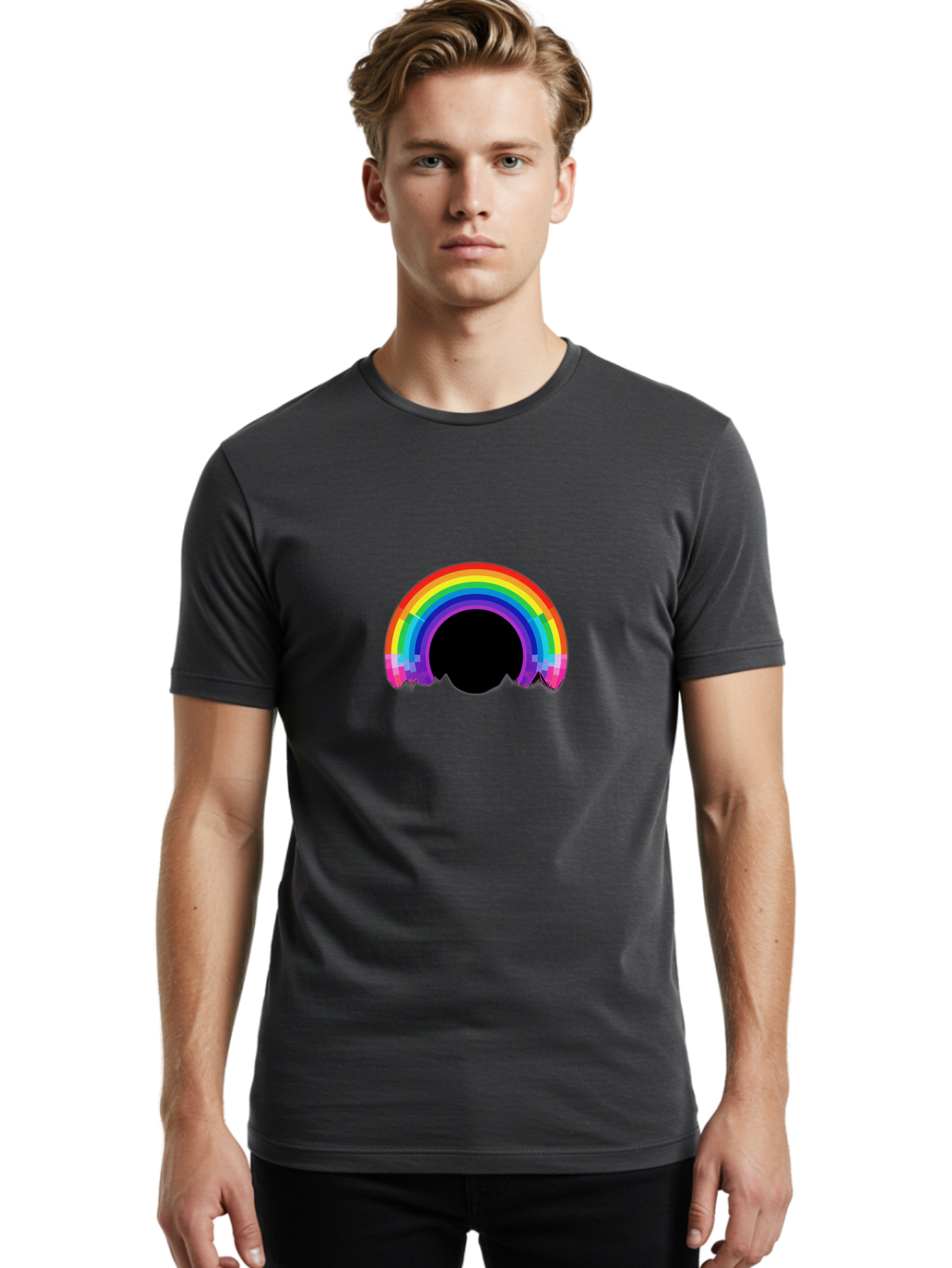 Pixelated-Rainbow Men'S Graphic Tee, 100% Cotton, Comfortable Casual Summer Wear, Machine Washable, Vintage Camera, Old Camera, Antique Camera, Black Camera, Classic Photography, Photography Equipment, Nostalgic Device, Film Camera, Camera Art Bai227