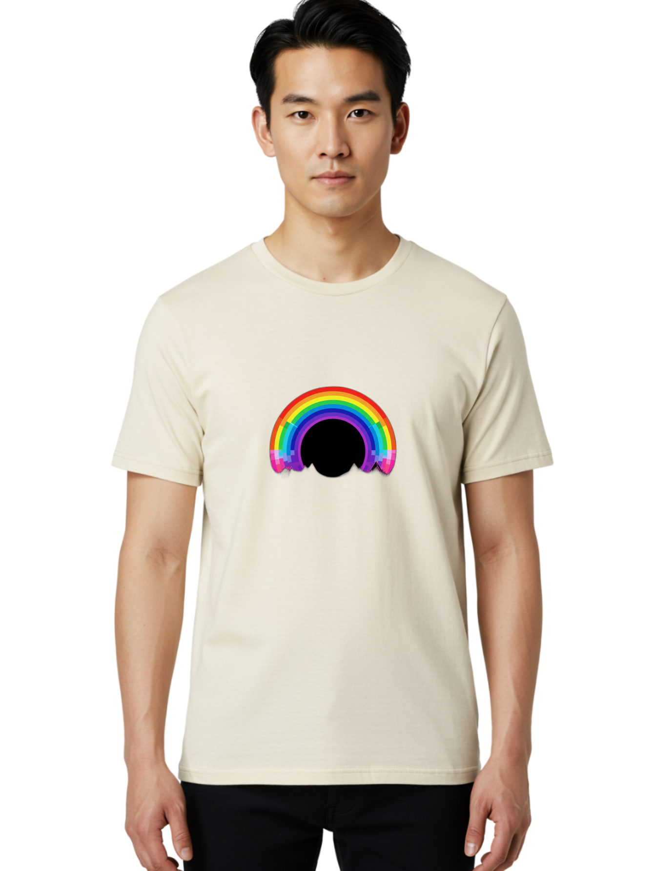 Pixelated-Rainbow Men'S Graphic Tee, 100% Cotton, Comfortable Casual Summer Wear, Machine Washable, Vintage Camera, Old Camera, Antique Camera, Black Camera, Classic Photography, Photography Equipment, Nostalgic Device, Film Camera, Camera Art Bai227